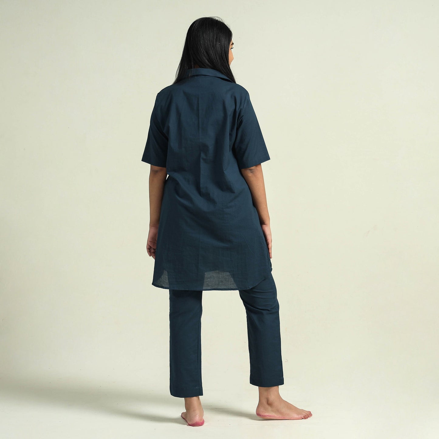 Prussian blue - plain dyed cotton co-ord set - handcrafted