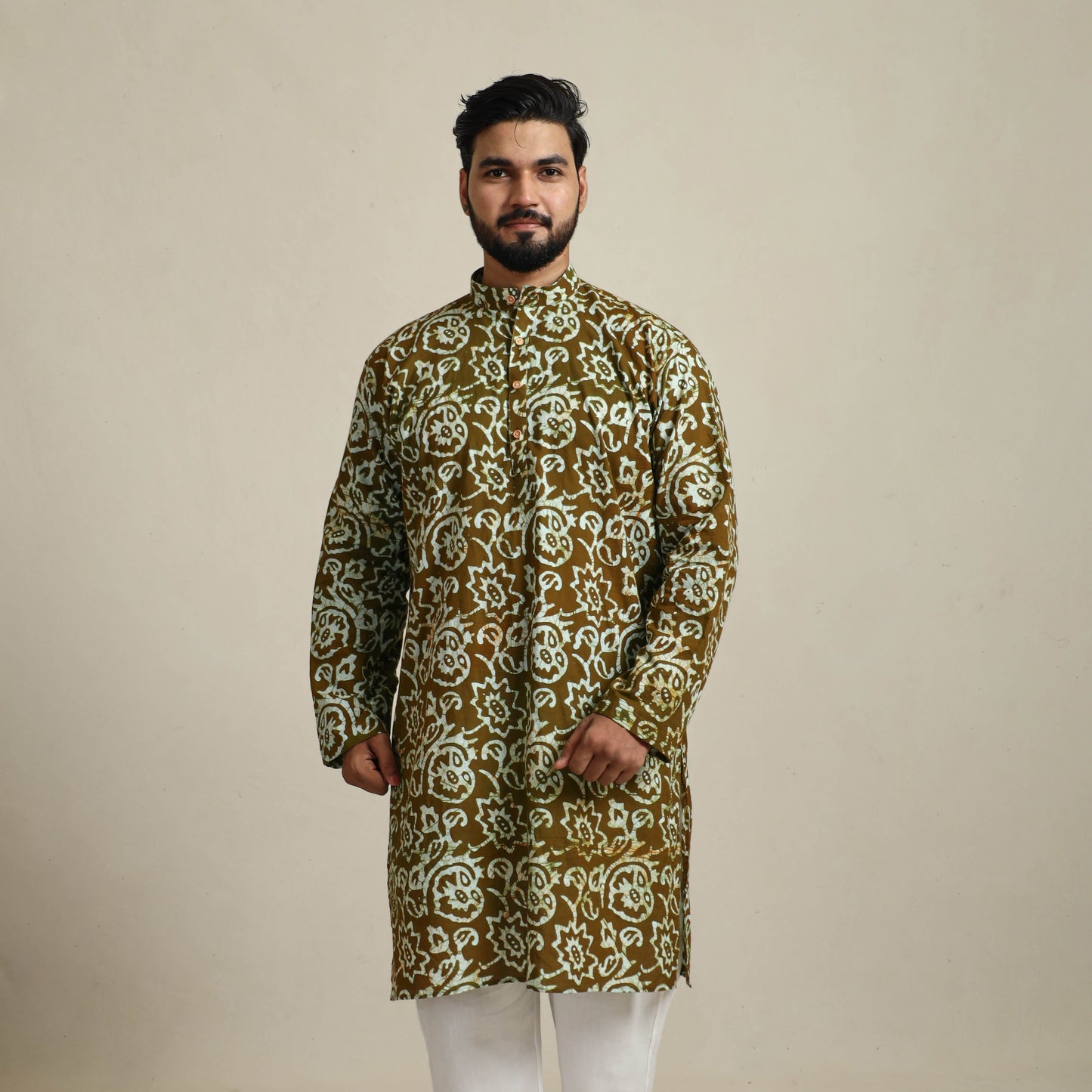 Buy Batik Print Cotton Kurta For Men Online in India