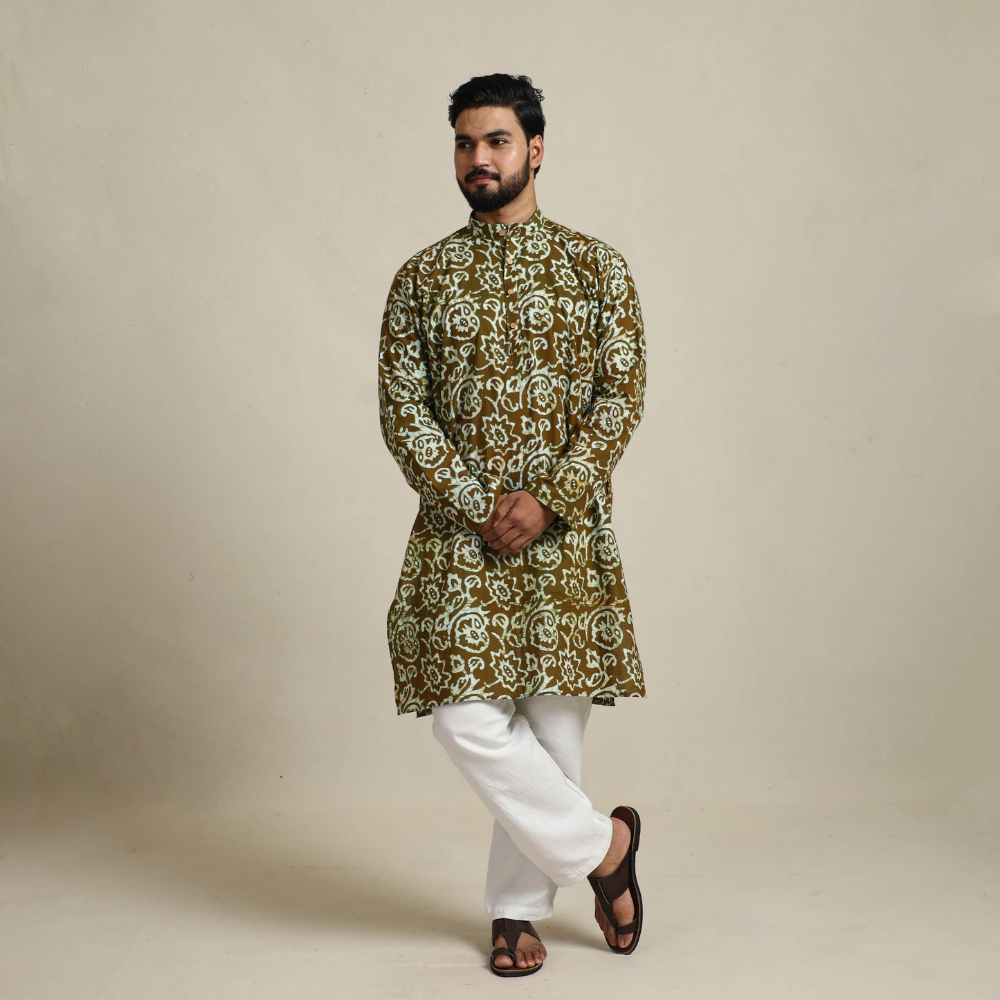 Buy Batik Print Cotton Kurta For Men Online in India