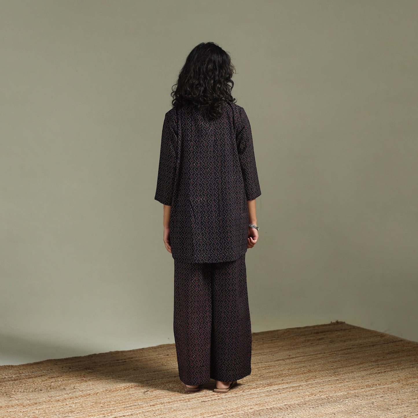 Pure cotton natural dyed ajrakh hand block print night suit