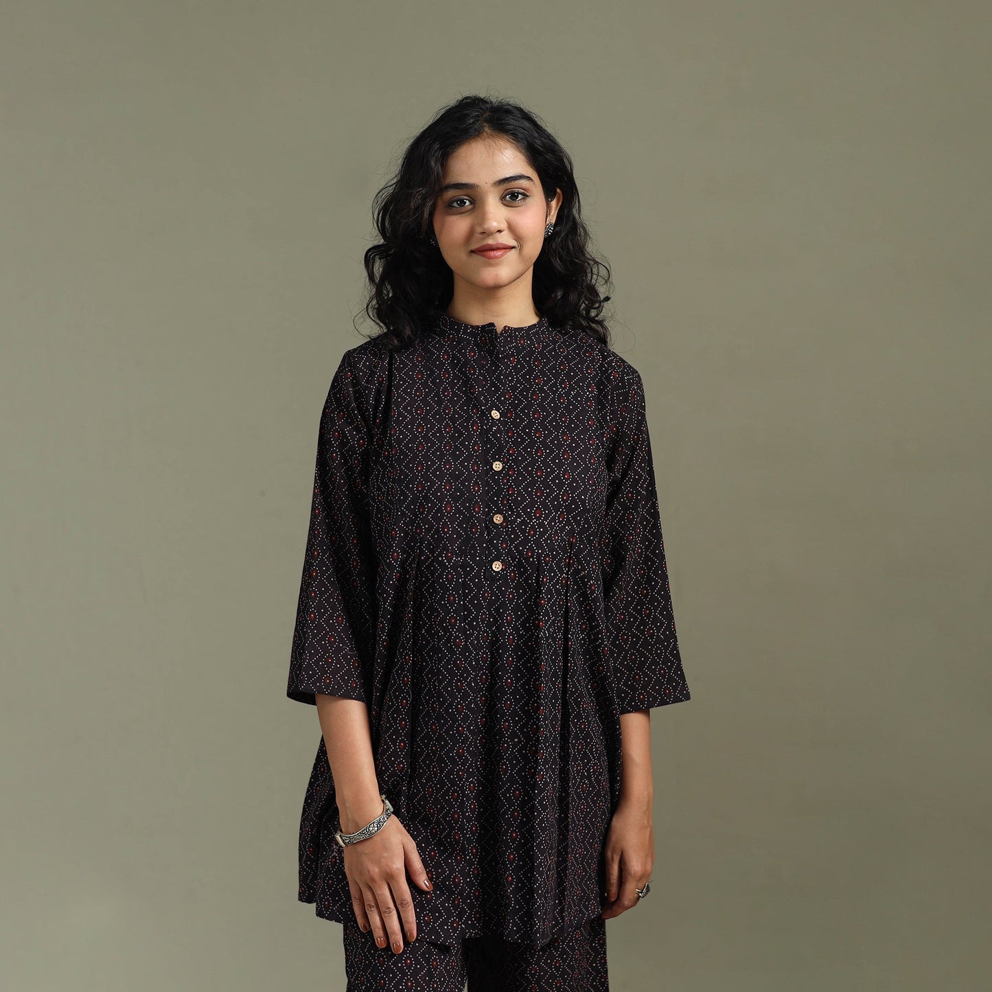 Pure cotton natural dyed ajrakh hand block print night suit