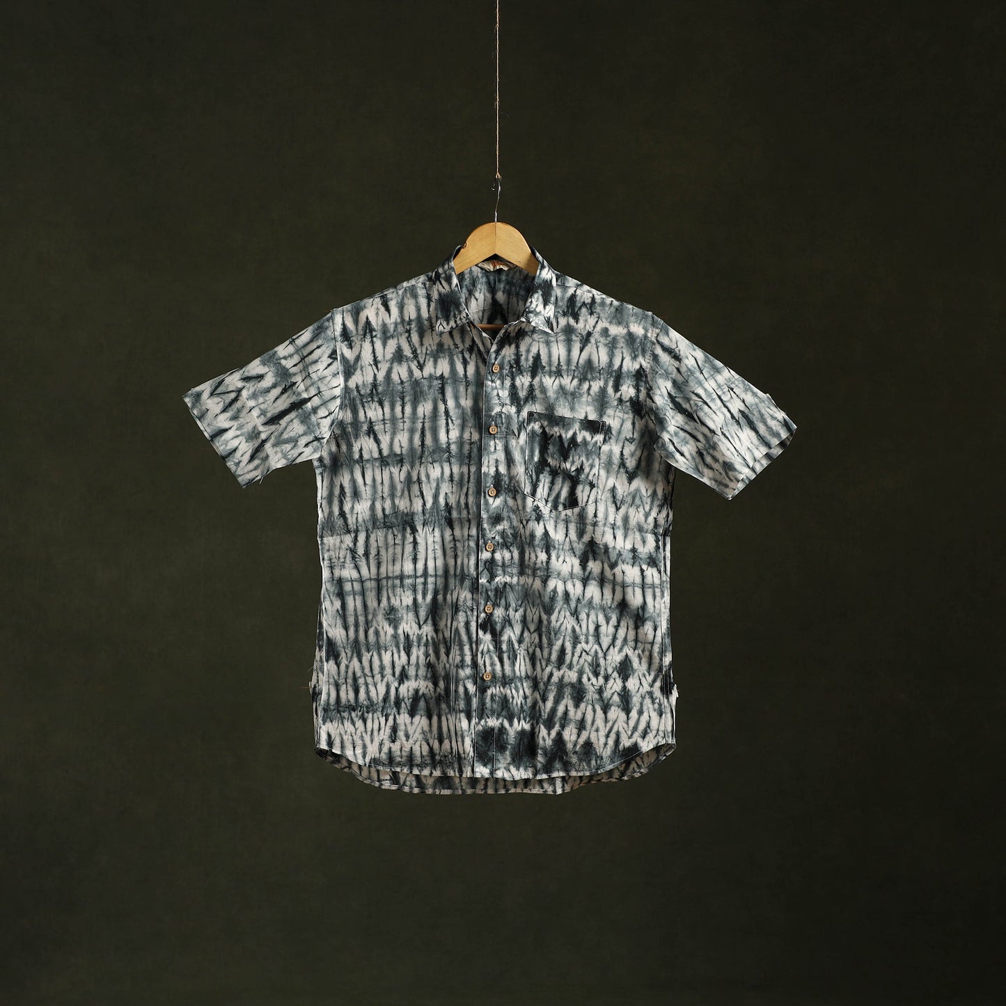Pure mul cotton half sleeve tie-dye men shibori shirt 07