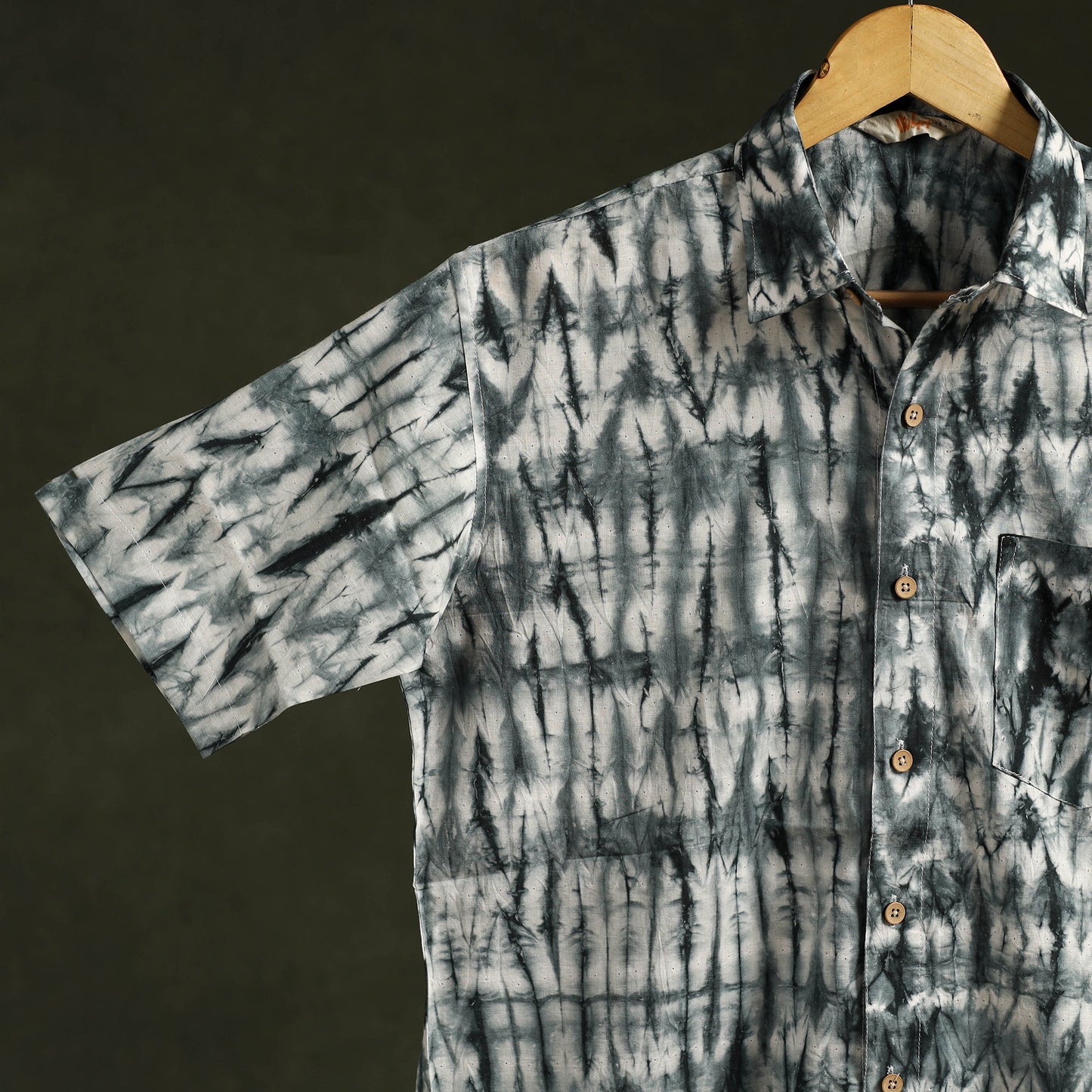 Pure mul cotton half sleeve tie-dye men shibori shirt 07