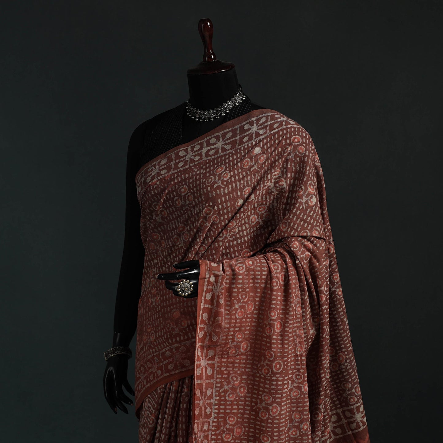 Pure mul cotton hand block batik print saree 11