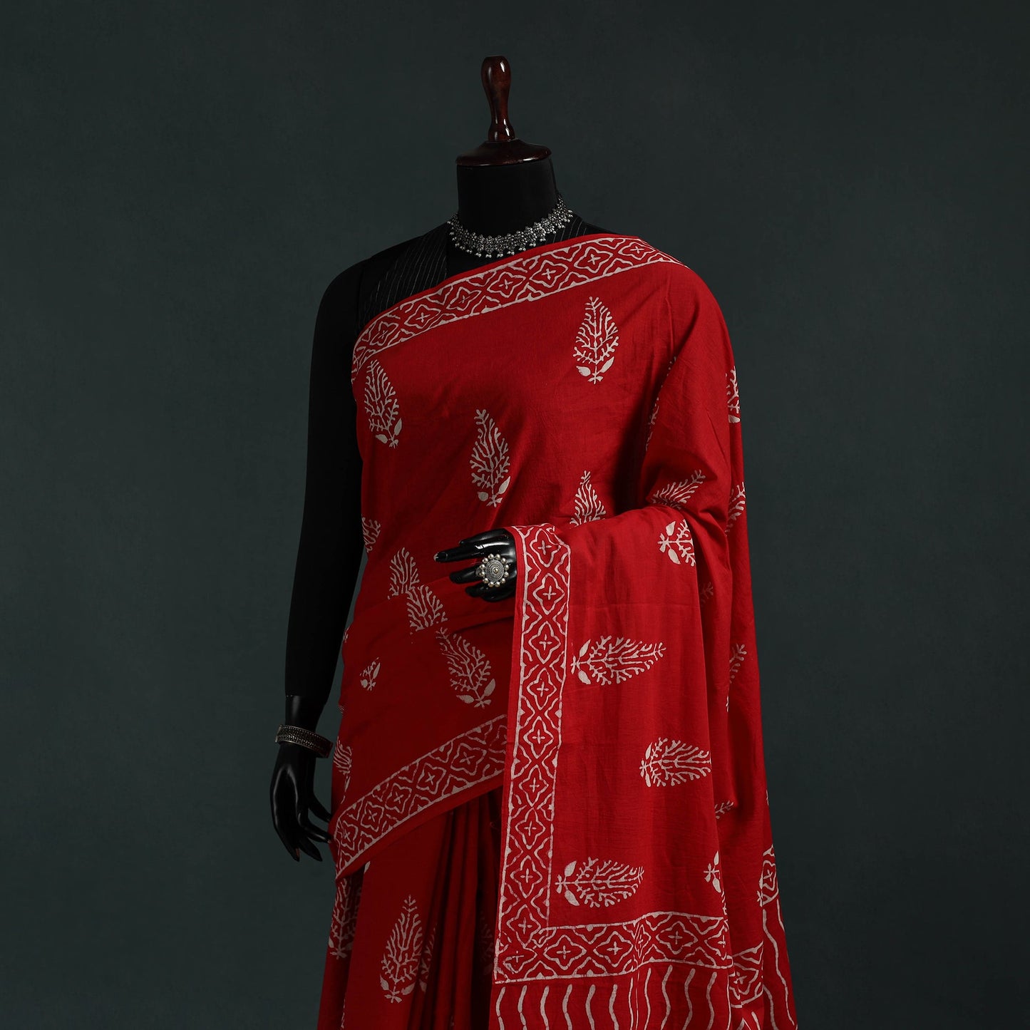 Pure mul cotton hand block jaipur print saree 25