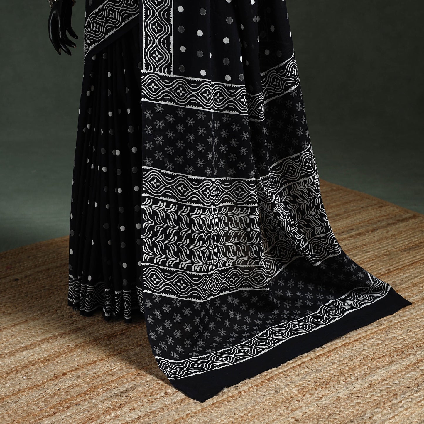 Pure mul cotton hand block sanganeri print saree 55