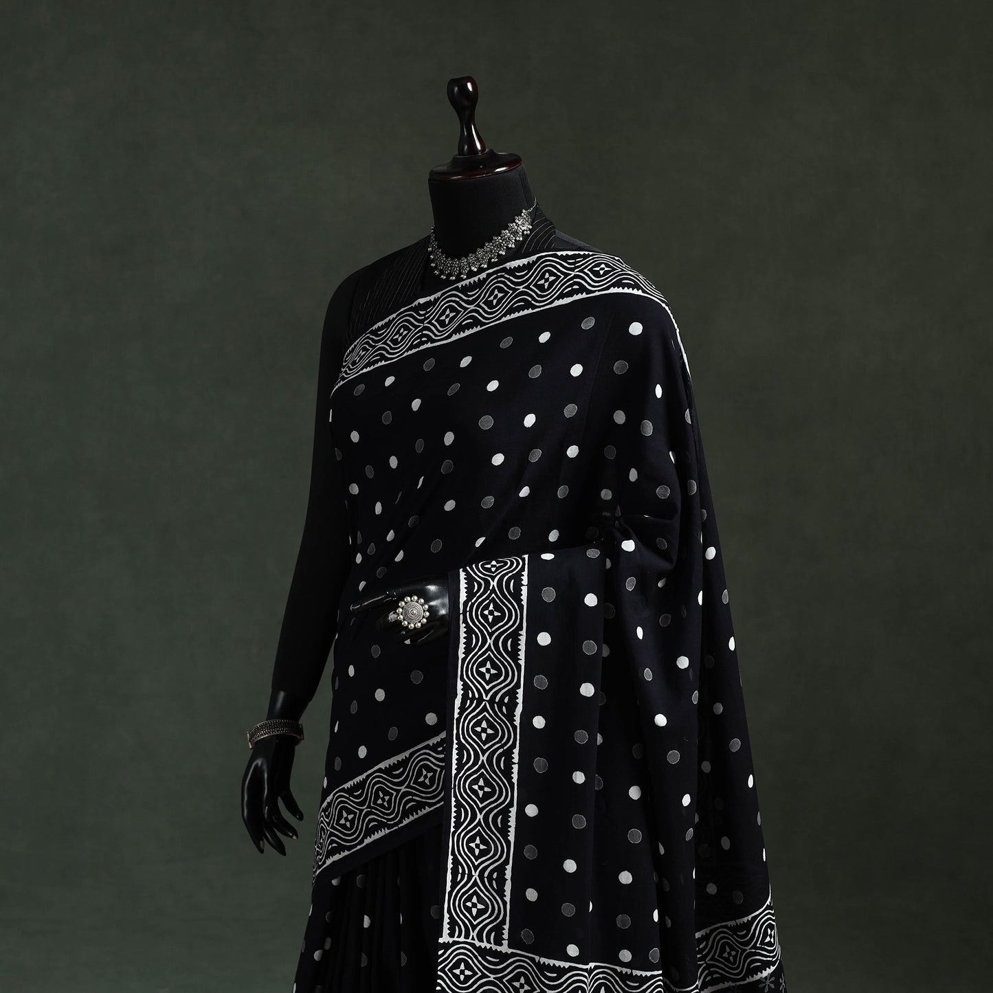 Pure mul cotton hand block sanganeri print saree 55