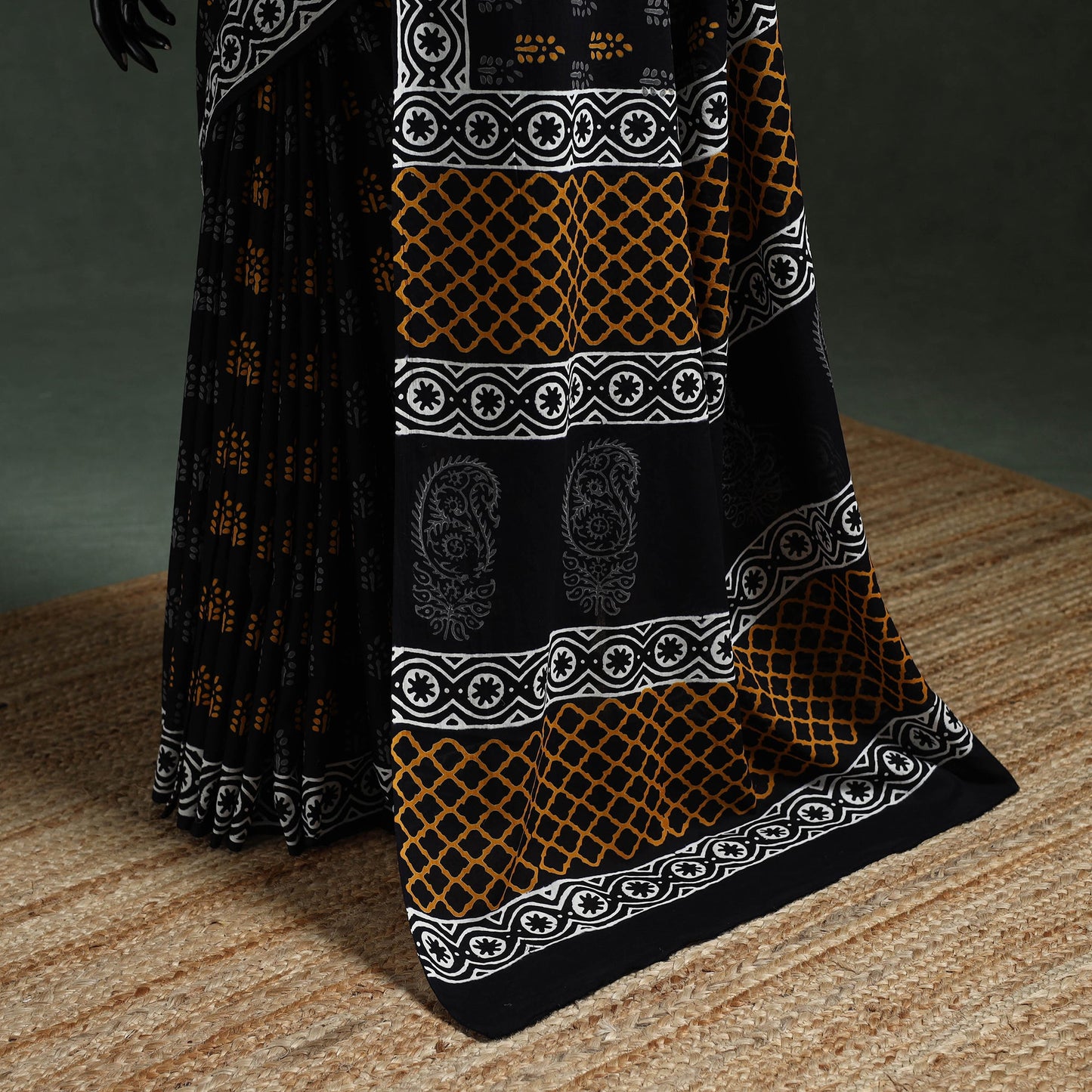 Pure mul cotton hand block sanganeri print saree 56