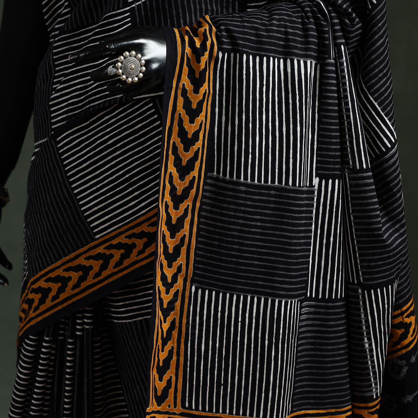 Pure mul cotton hand block sanganeri print saree 57