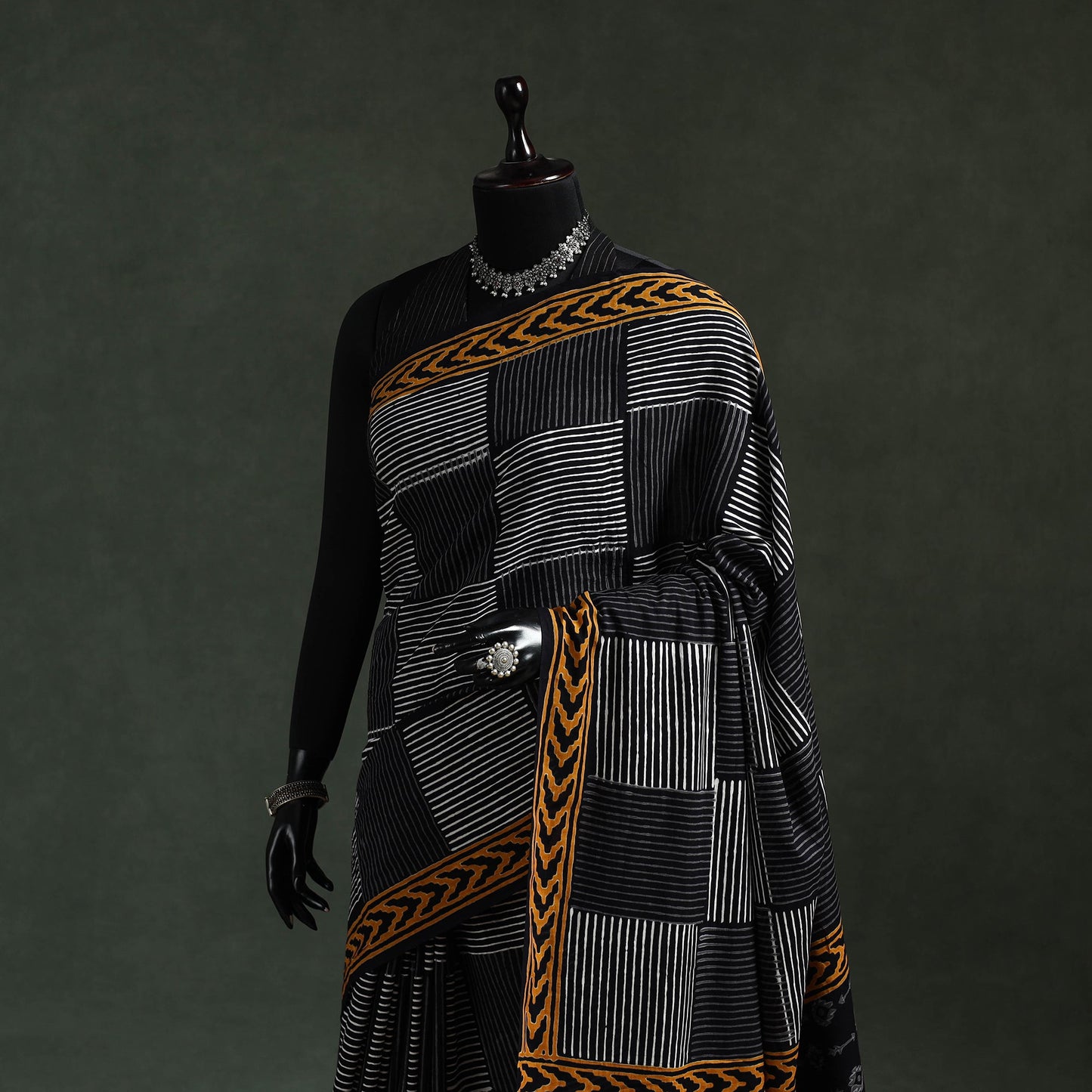 Pure mul cotton hand block sanganeri print saree 57