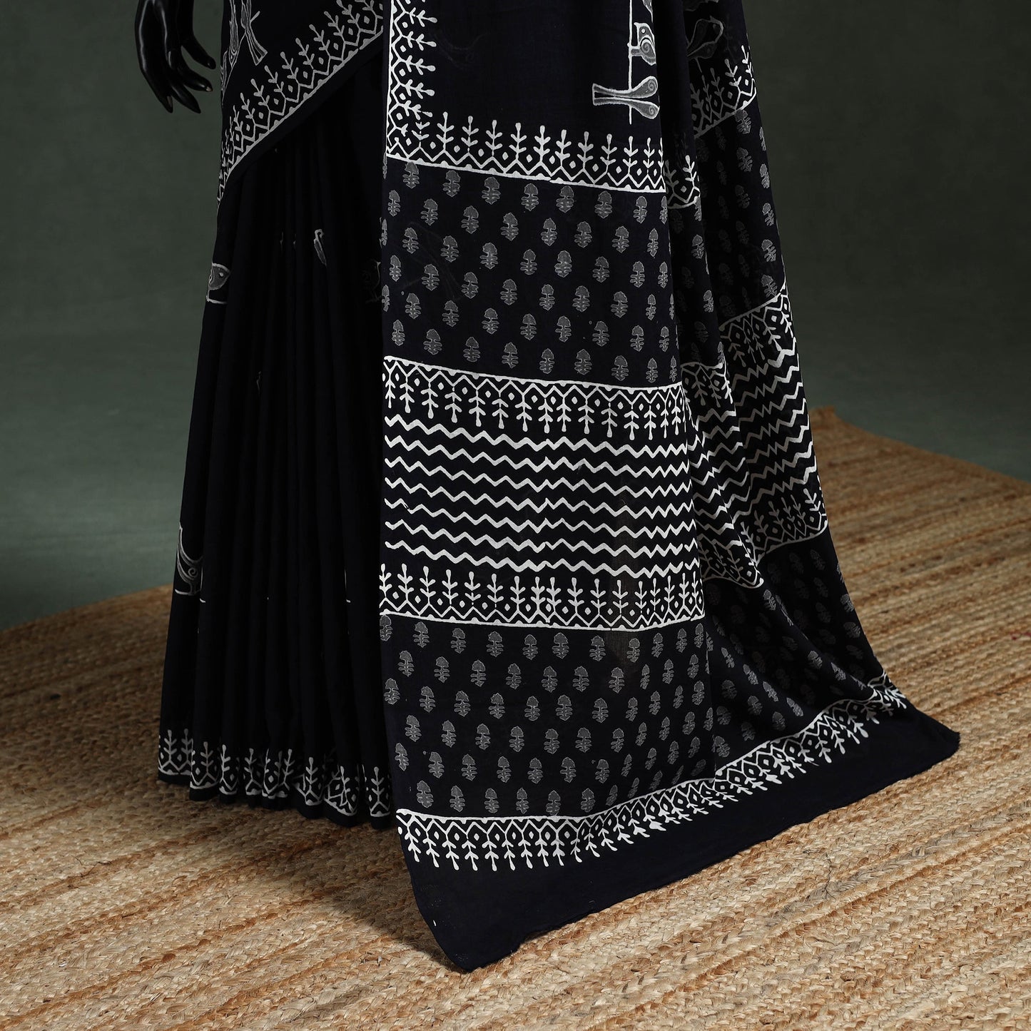 Pure mul cotton hand block sanganeri print saree 58