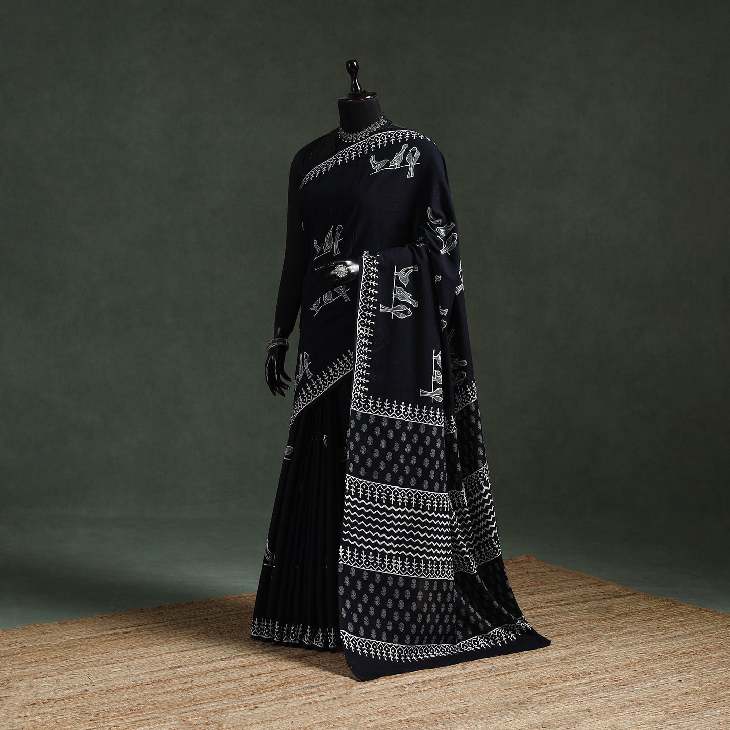 Pure mul cotton hand block sanganeri print saree 58