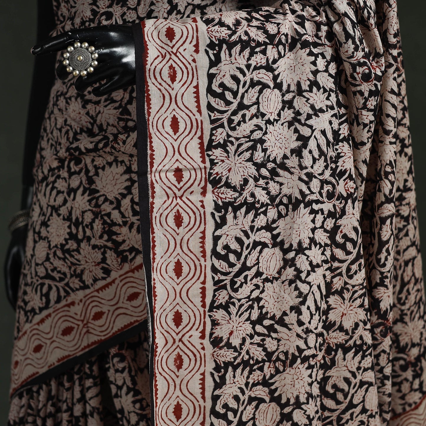 Pure mul cotton natural dyed hand block bagru print saree