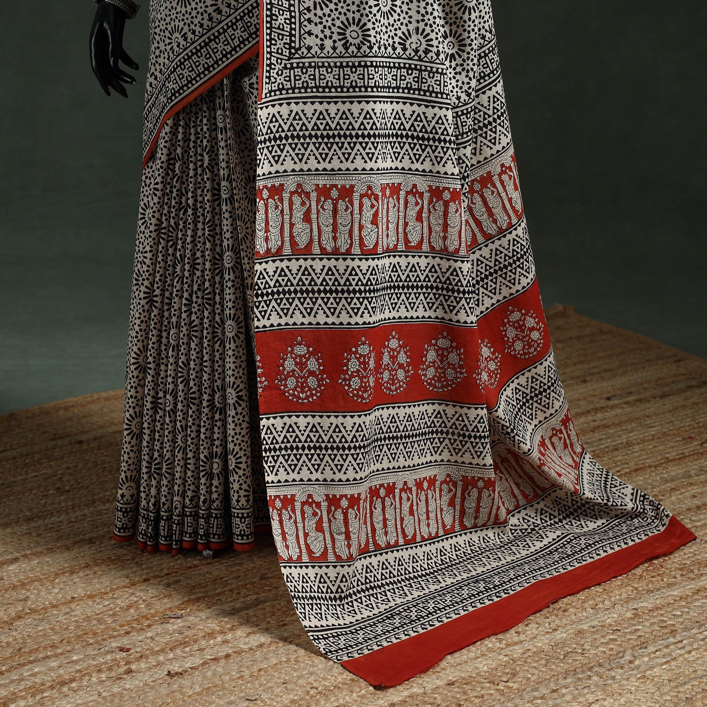 Pure mul cotton natural dyed hand block dabu bagru print