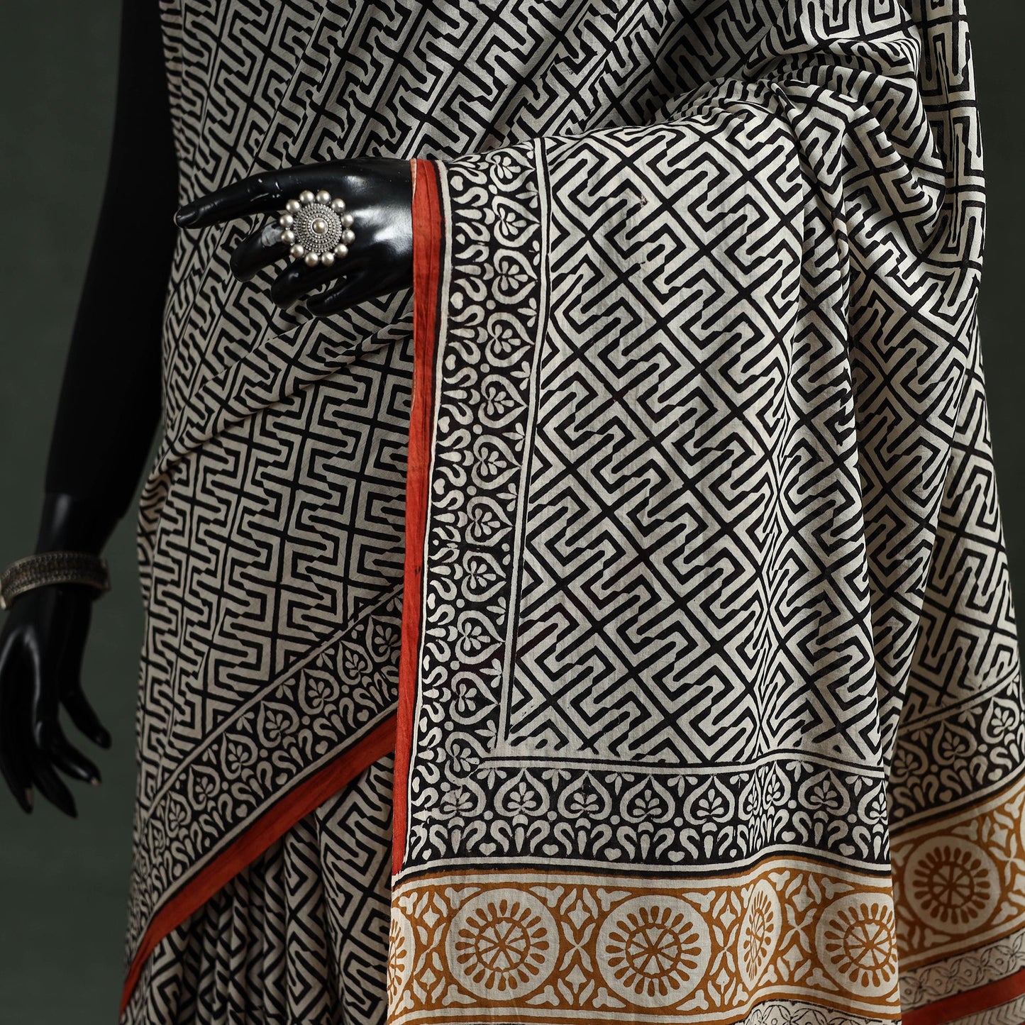 Pure mul cotton natural dyed hand block dabu bagru print