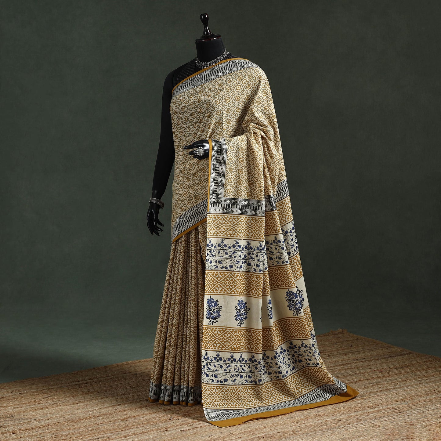 Pure mul cotton natural dyed hand block dabu bagru print