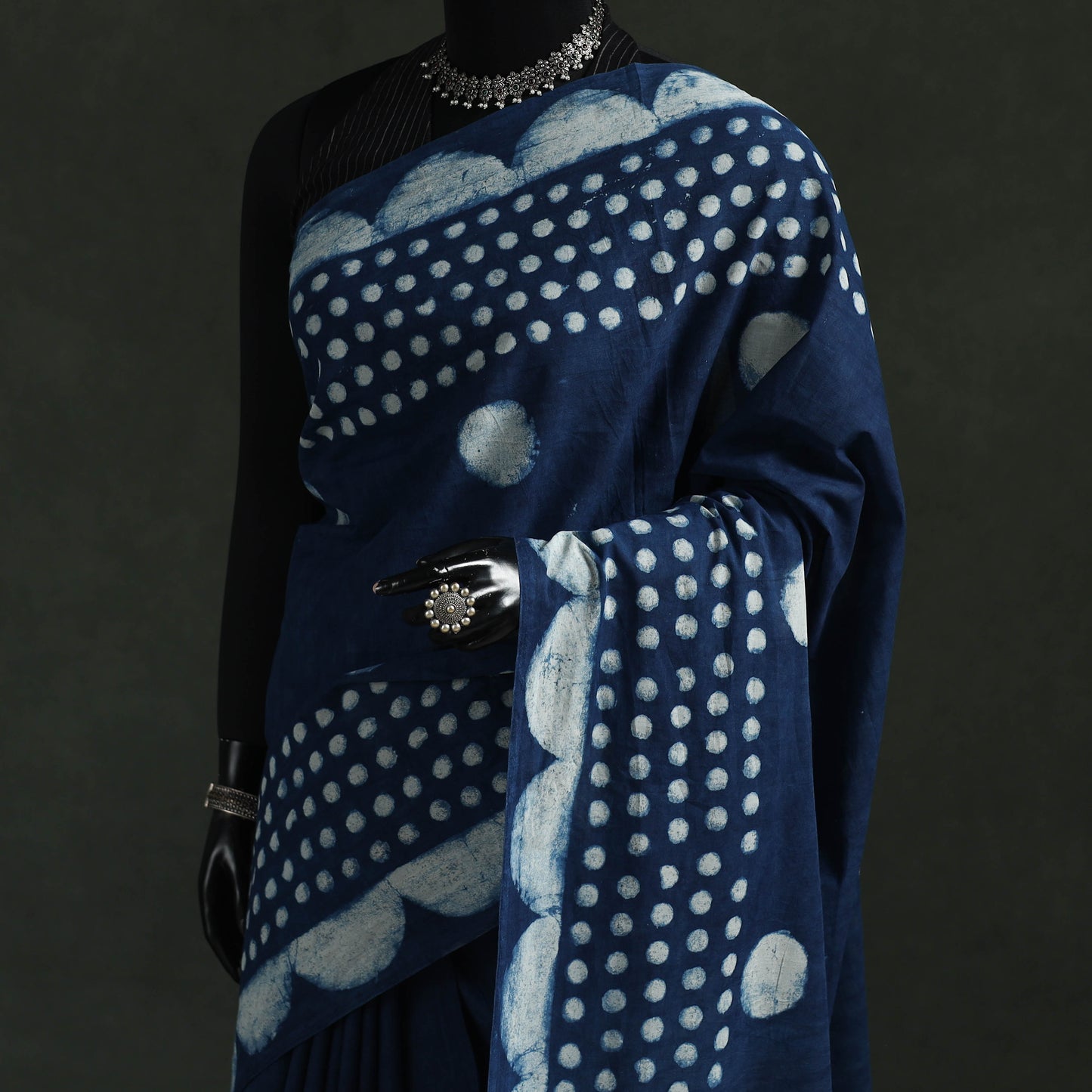 Pure mul cotton natural dyed hand block indigo bagru print