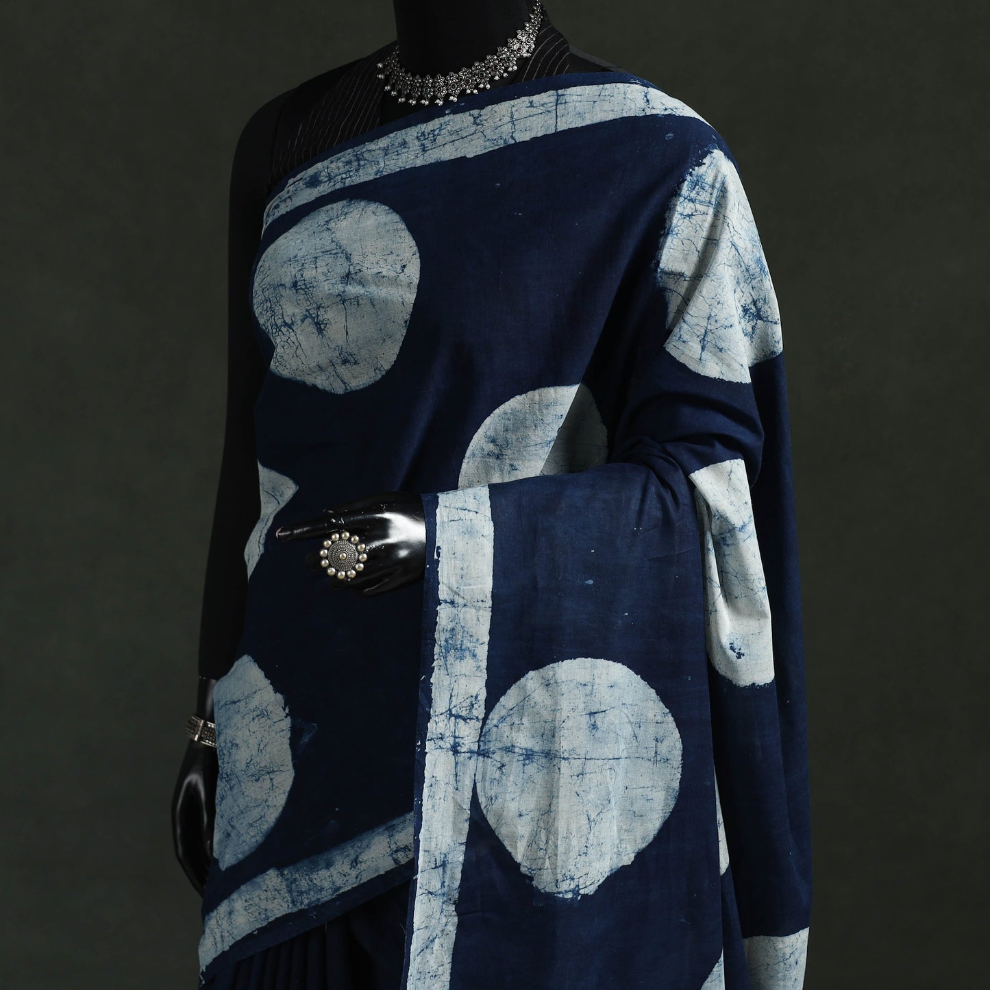 Pure mul cotton natural dyed hand block indigo bagru print