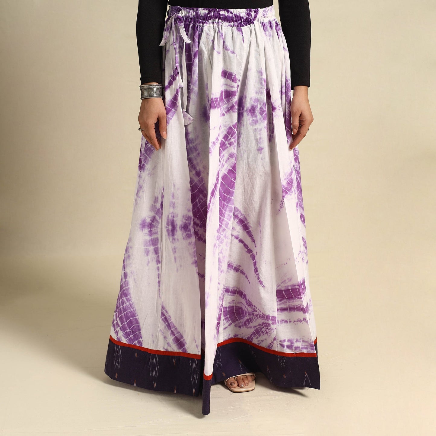 24 Kali Purple Patchwork Cotton Long Shibori Tie-Dye Skirt