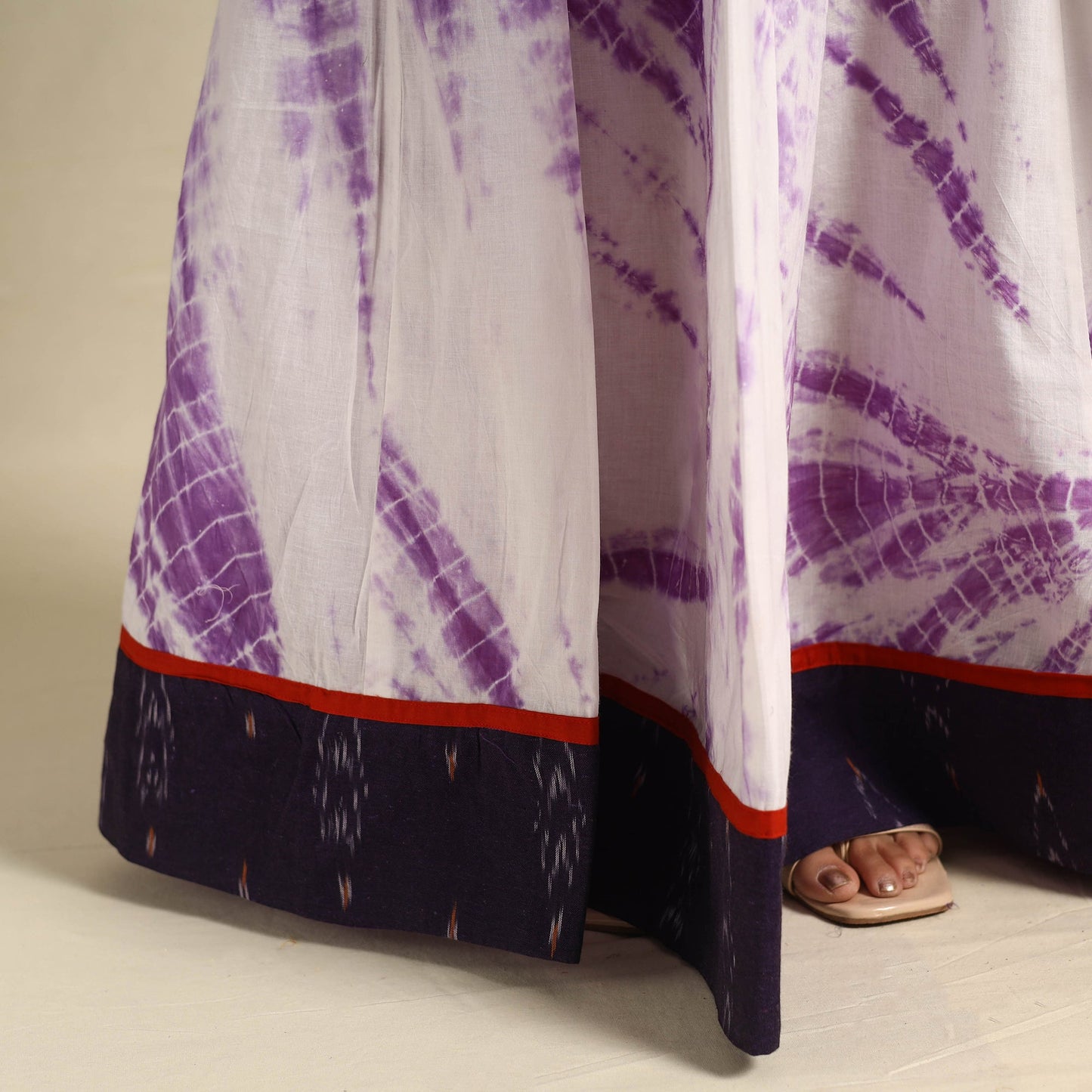 24 Kali Purple Patchwork Cotton Long Shibori Tie-Dye Skirt