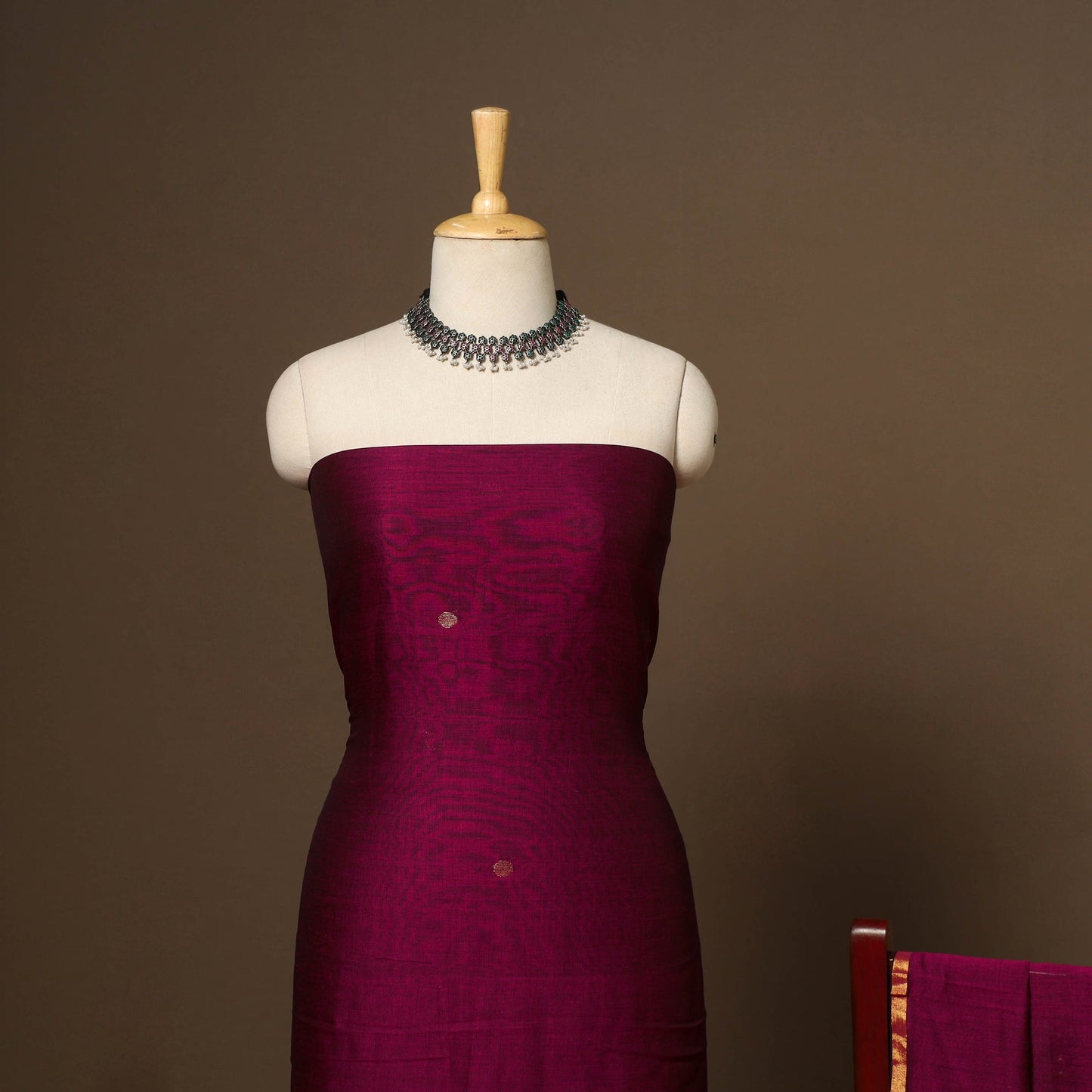 Purple - 2pc handloom cotton unstitched phulia jamdani