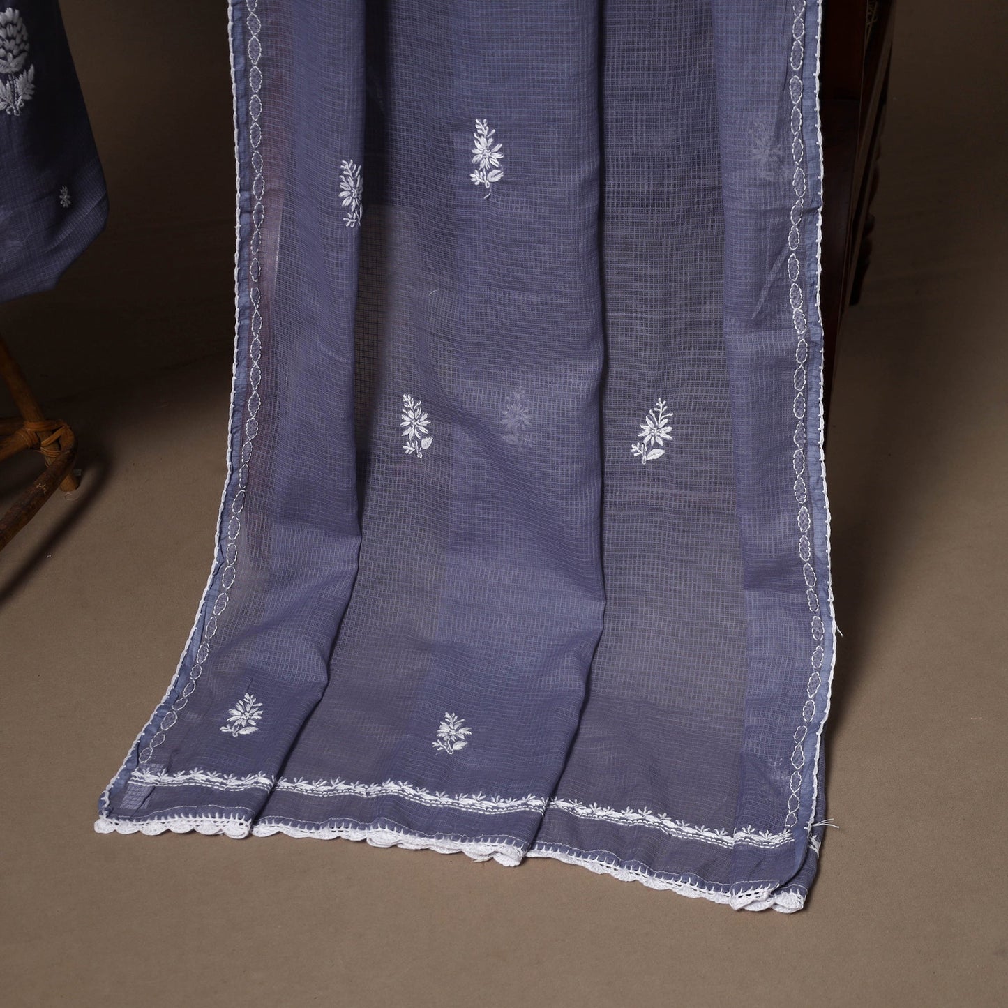 Purple - 2pc kota doria cotton unstitched lucknow