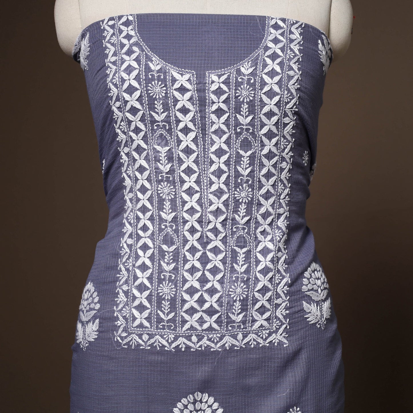 Purple - 2pc kota doria cotton unstitched lucknow