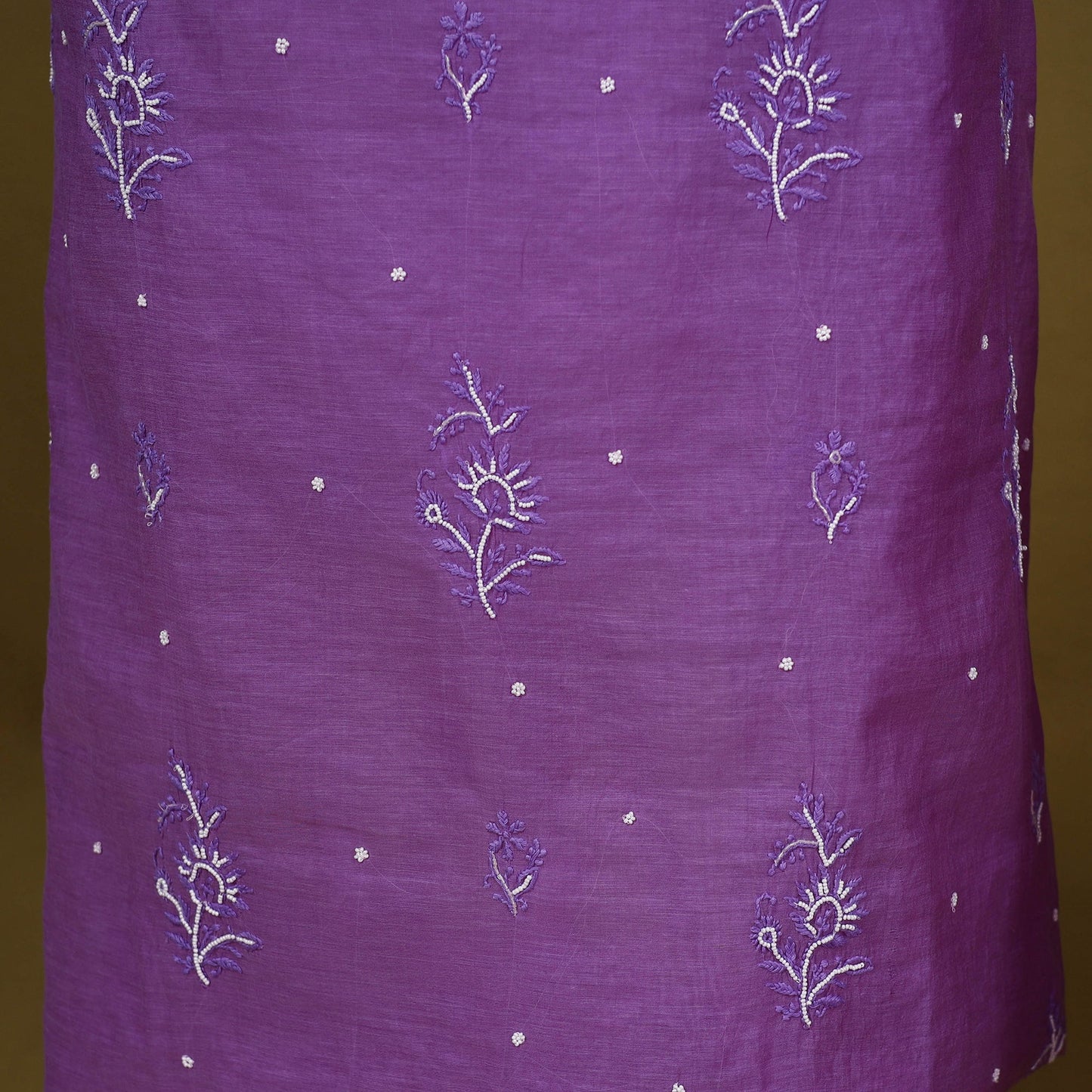 Purple - 2pc mul chanderi unstitched chikankari dress
