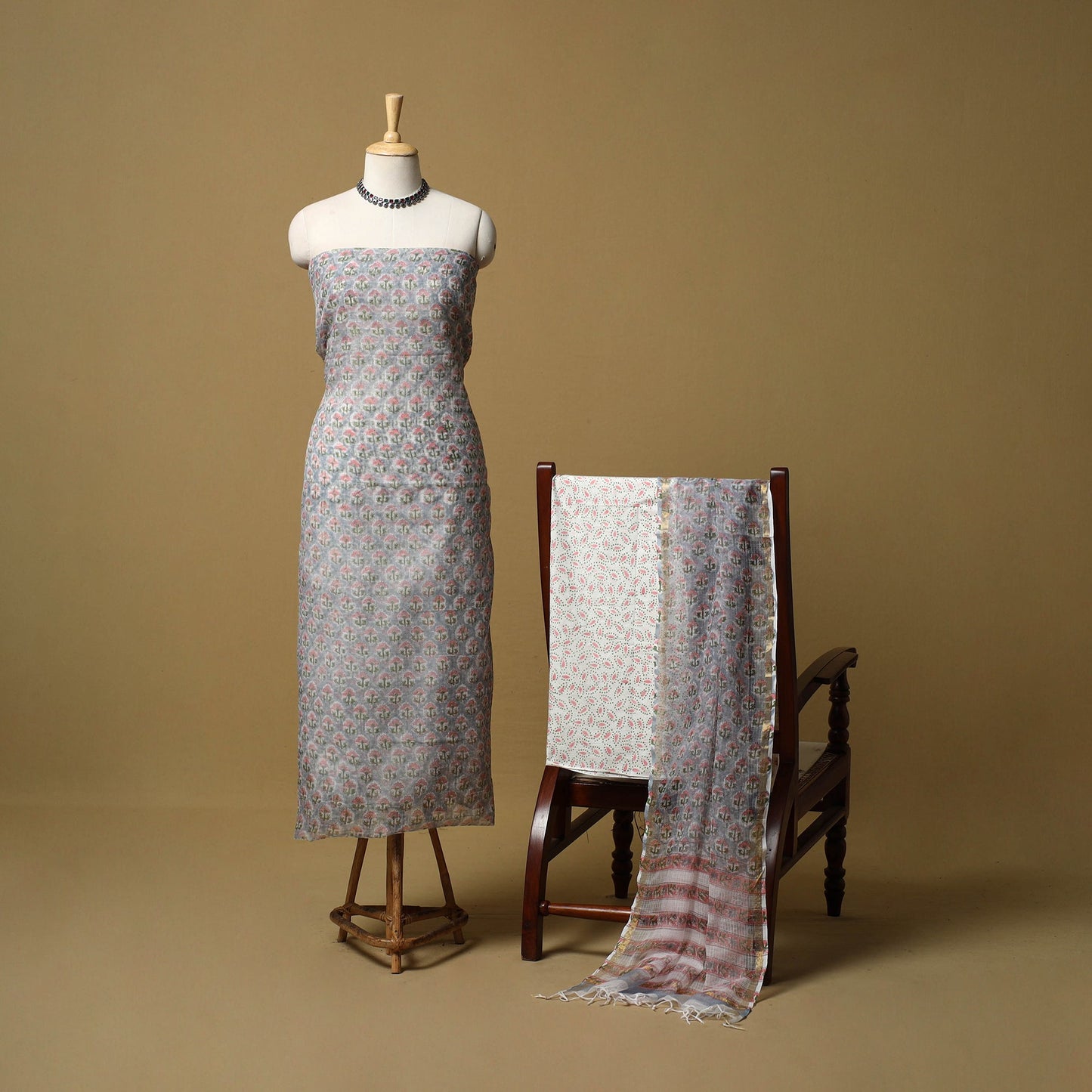 3pc kota doria cotton sanganeri unstitched dress material