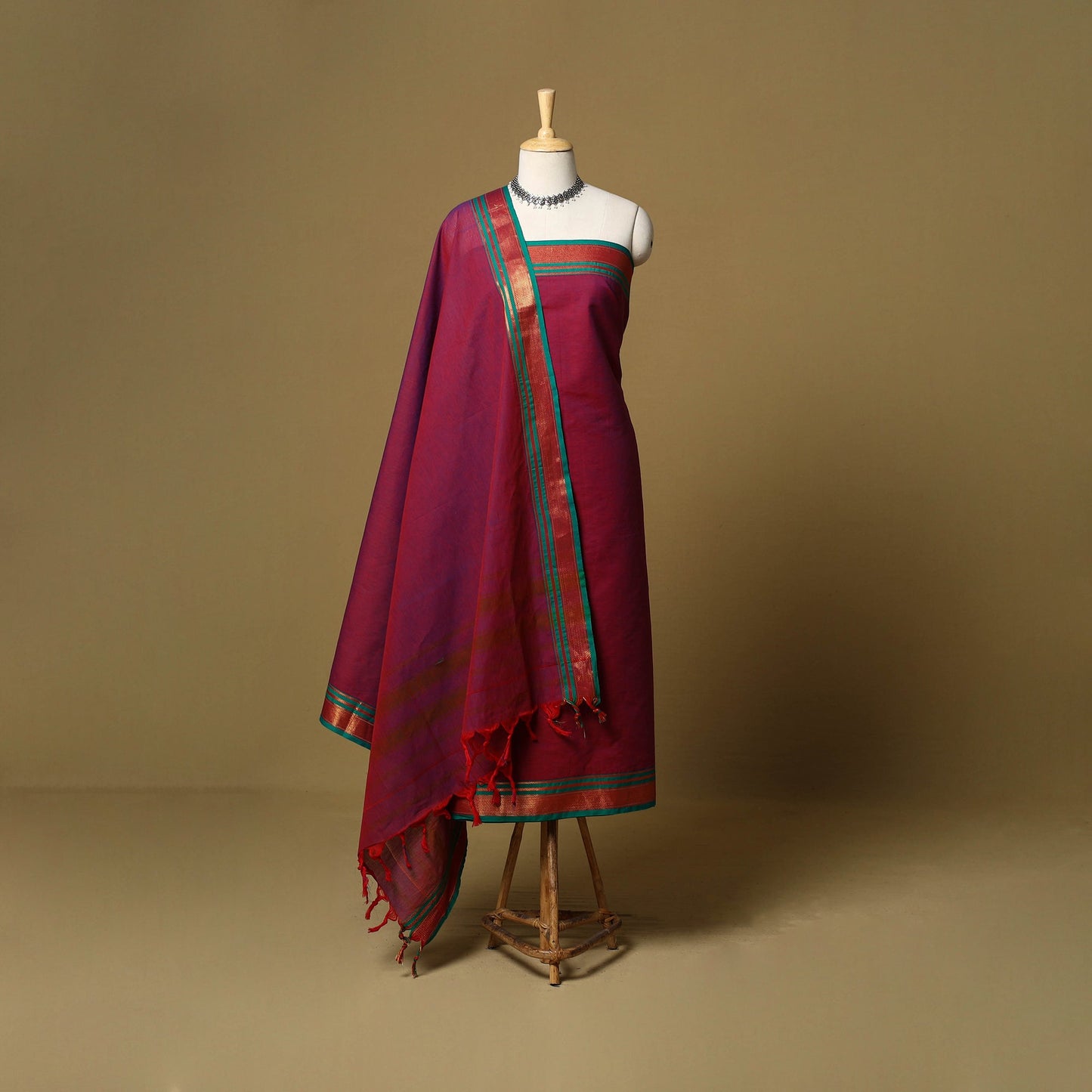 3pc cotton unstitched dharwad dress material with border 07