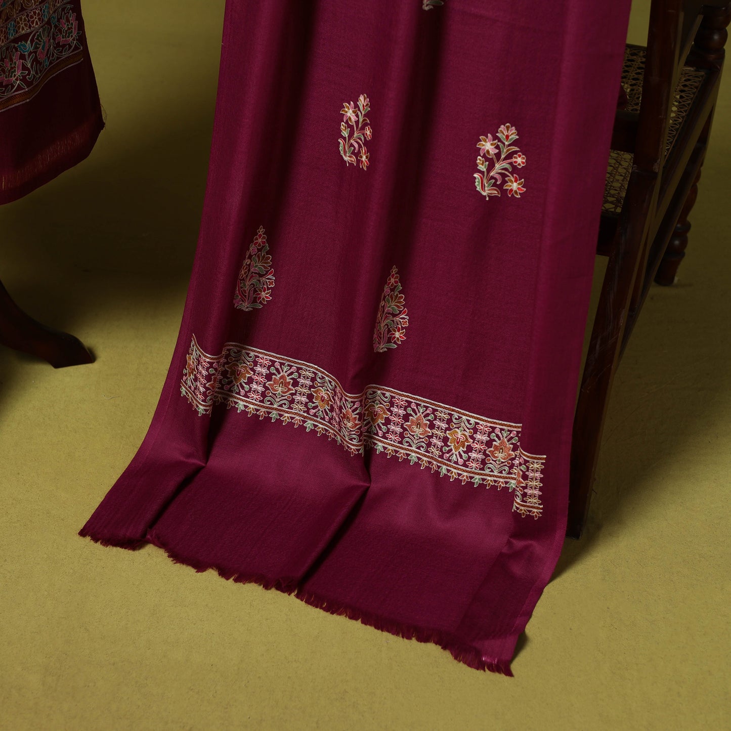 3pc embroidered merino wool unstitched dress material 62