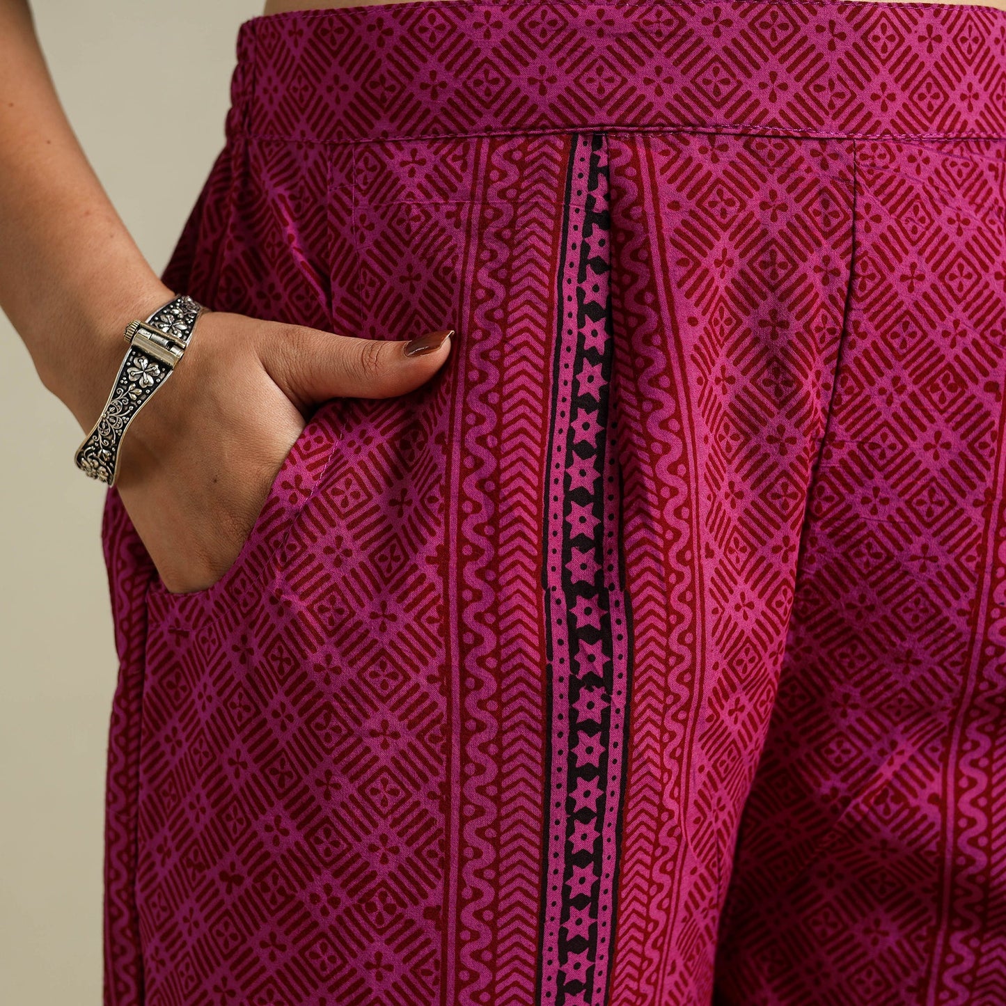 Purple Bagh Block Print Natural Dyed Cotton Palazzo