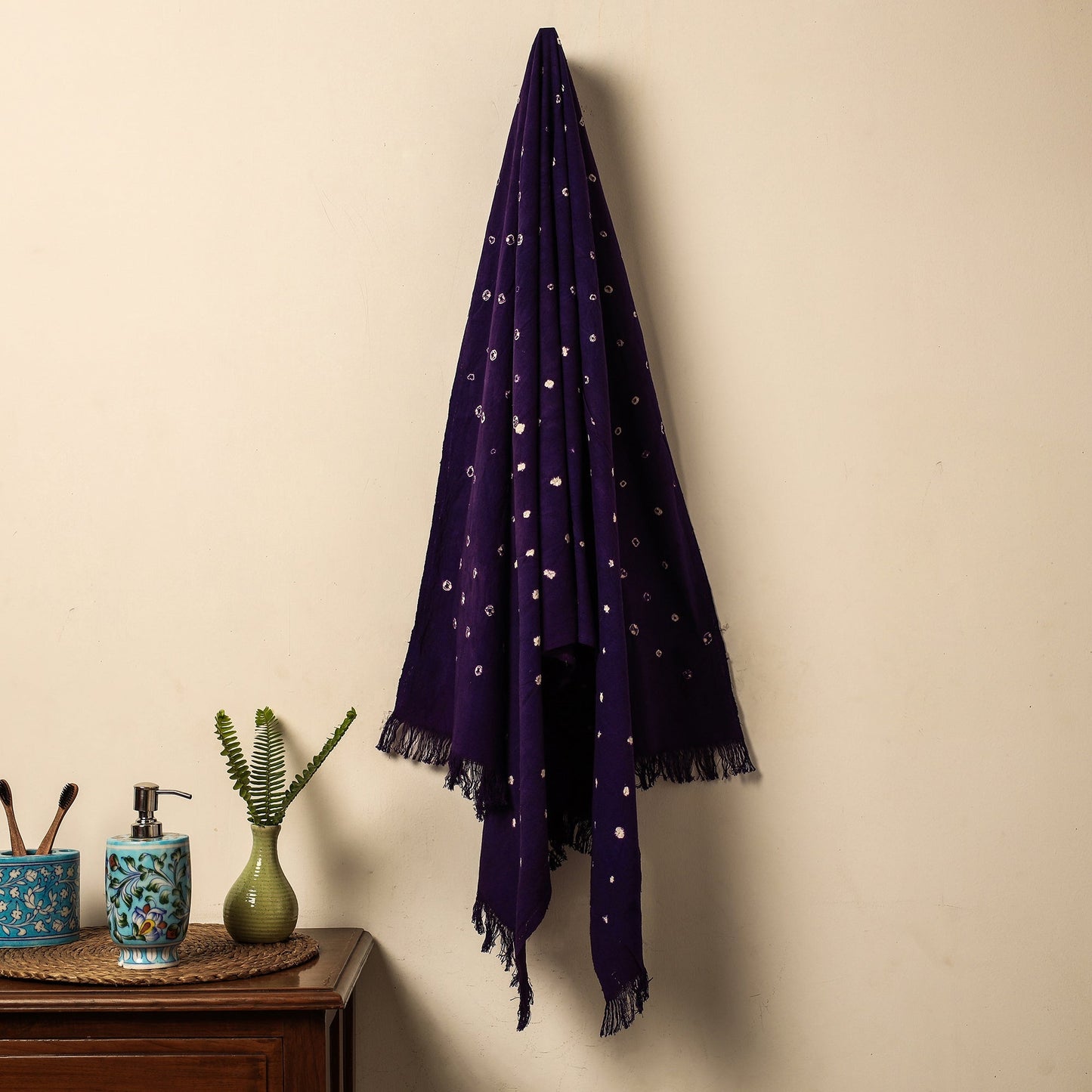 Purple Bandhani Tie-Dye Pure Handloom Cotton Towel