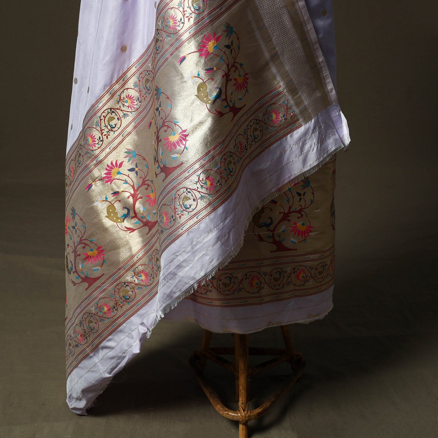 Bangalore silk paithani 3pc unstitched dress material 20