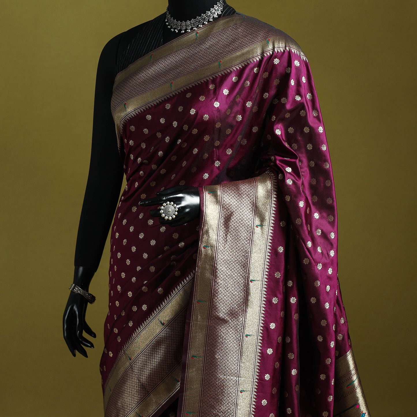 Purple - bangalore silk paithani saree 01 - handcrafted