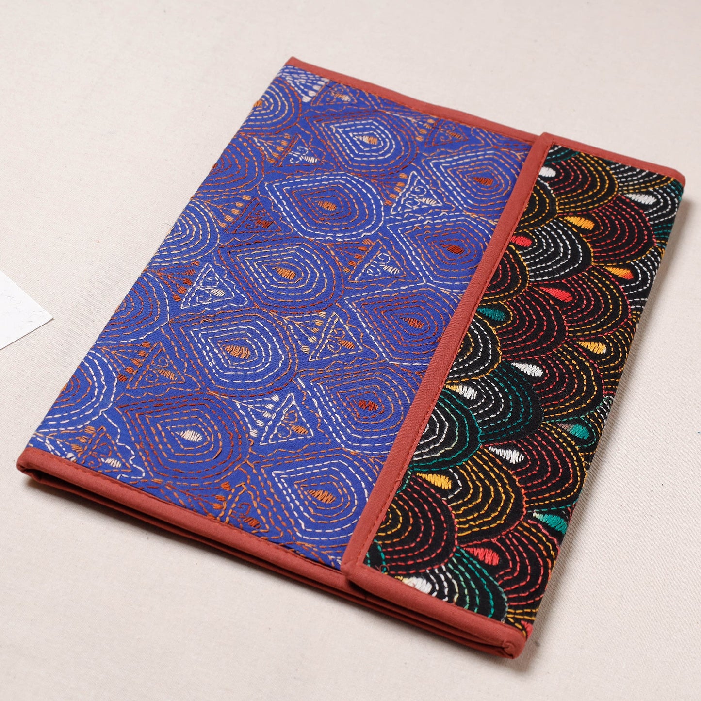 Purple Bengal Kantha Work Handcrafted File Folder