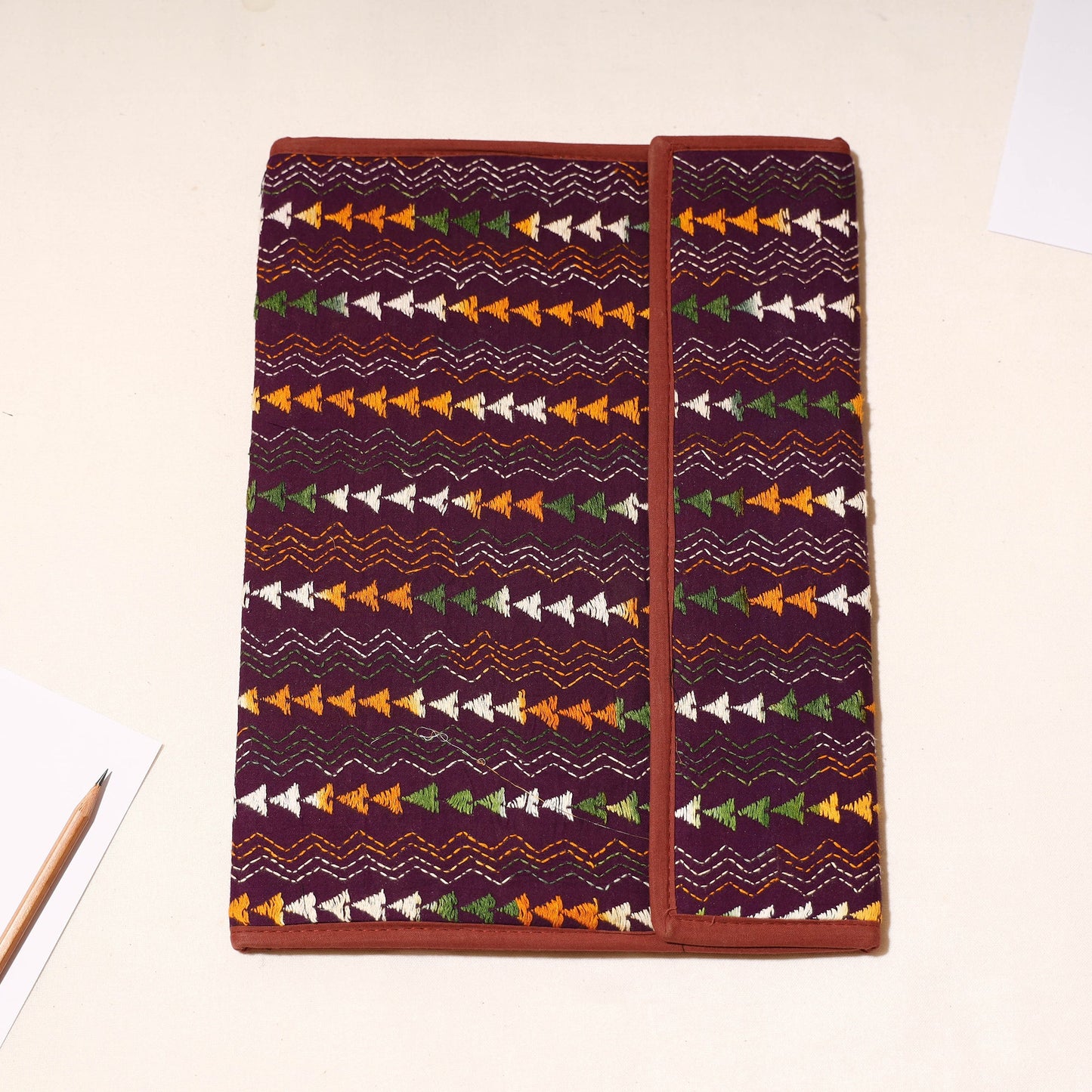 Purple Bengal Kantha Work Handcrafted File Folder
