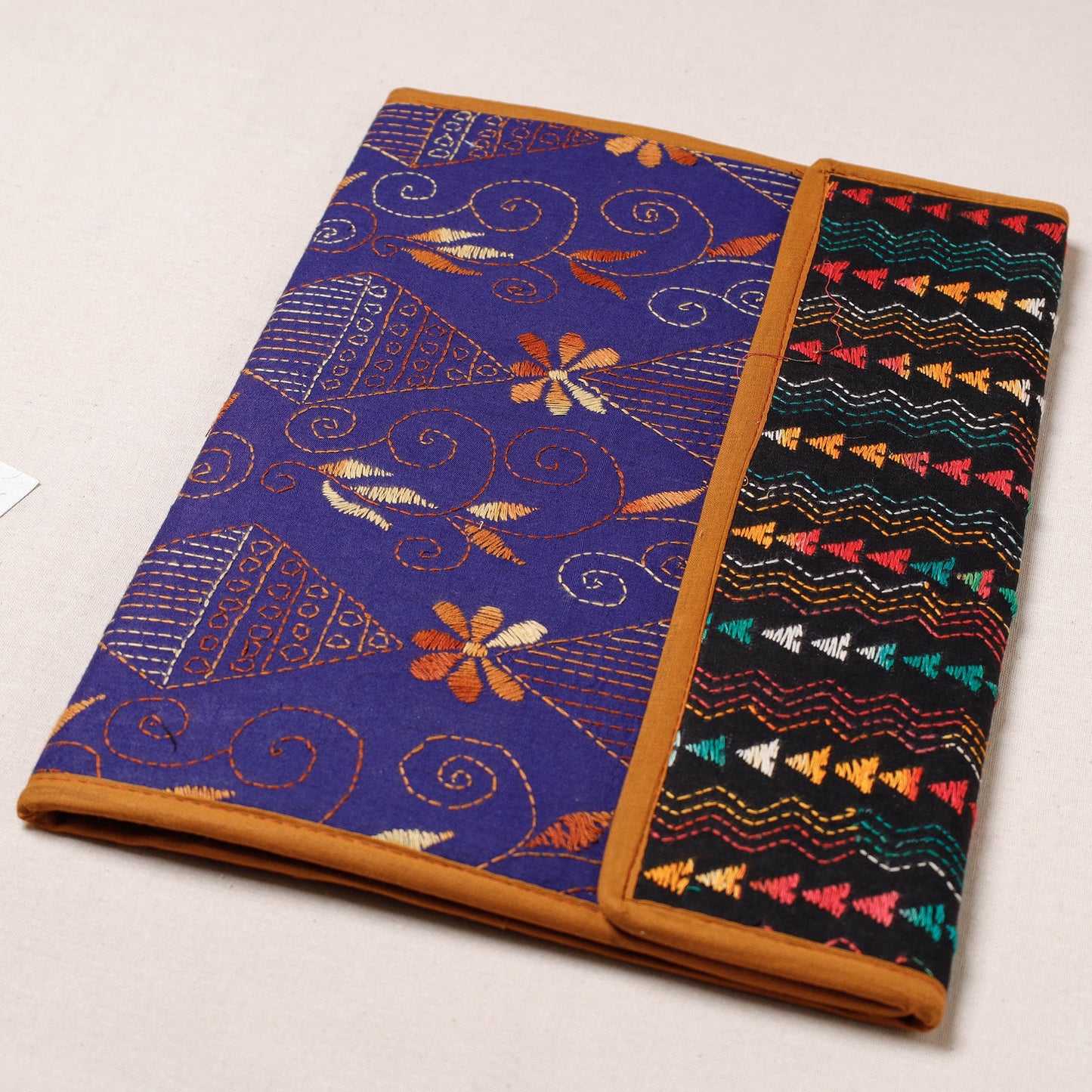 Purple Bengal Kantha Work Handcrafted File Folder