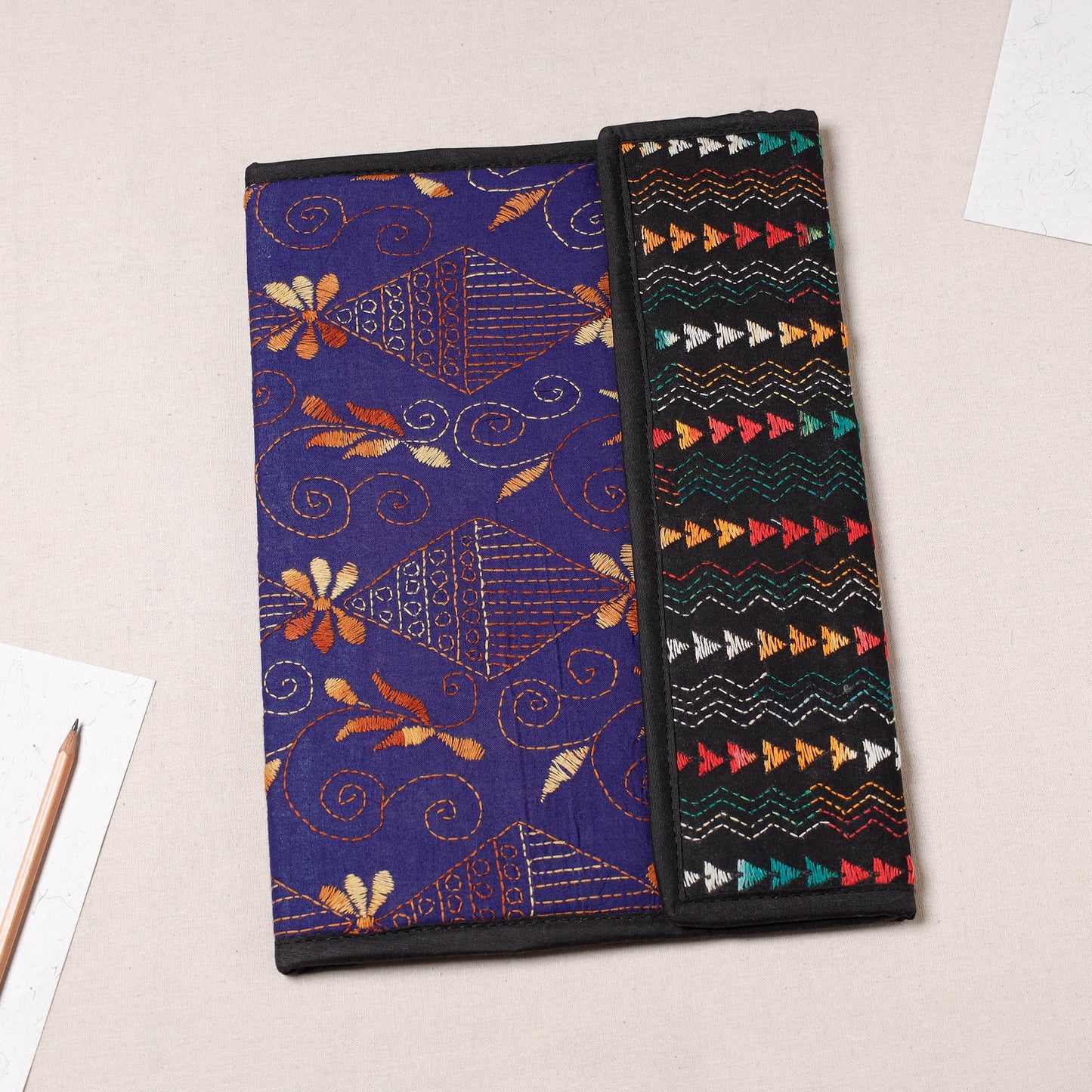 Purple Bengal Kantha Work Handcrafted File Folder