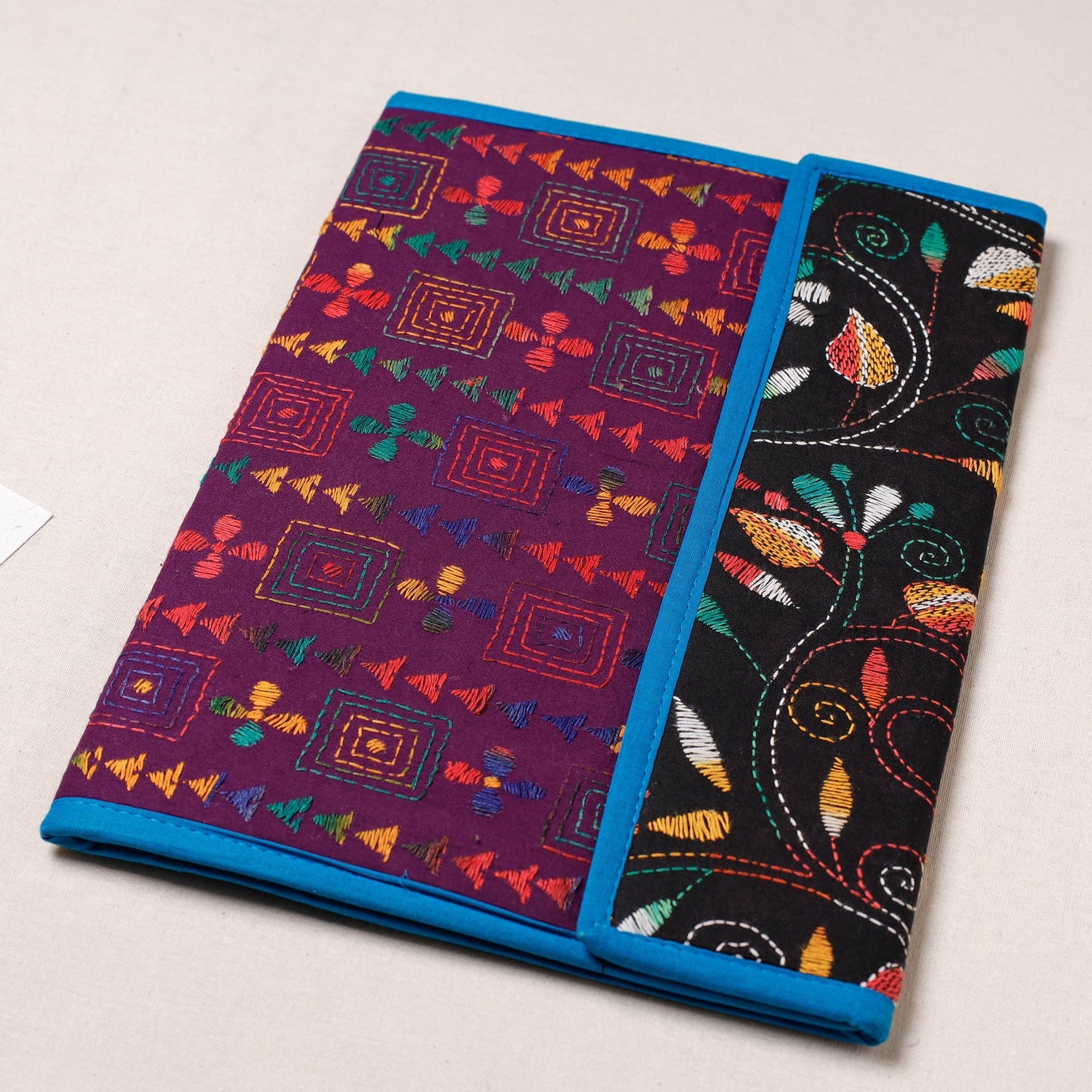 Purple Bengal Kantha Work Handcrafted File Folder