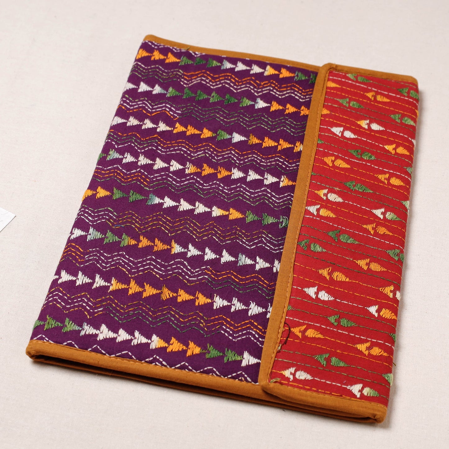 Purple Bengal Kantha Work Handcrafted File Folder