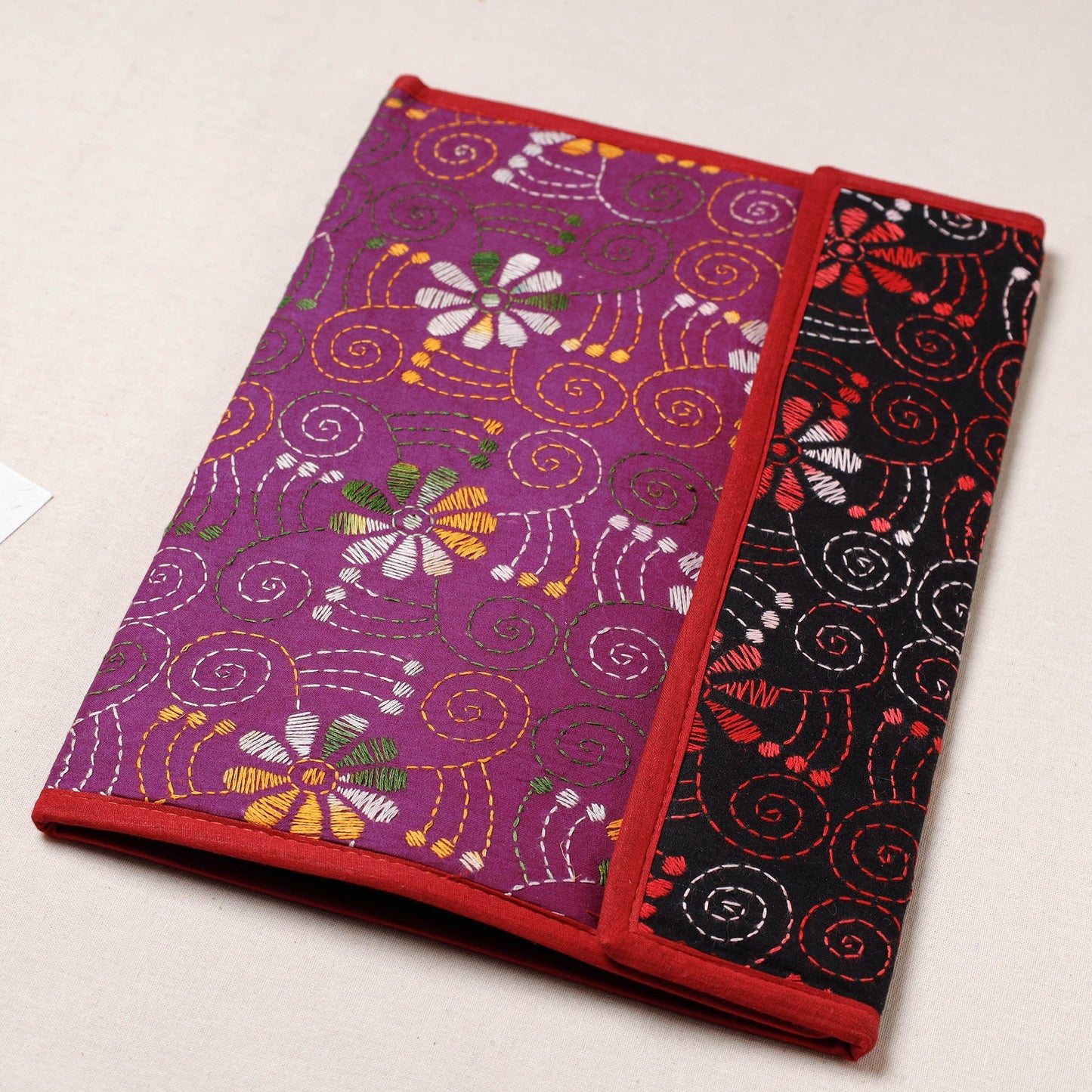 Purple Bengal Kantha Work Handcrafted File Folder