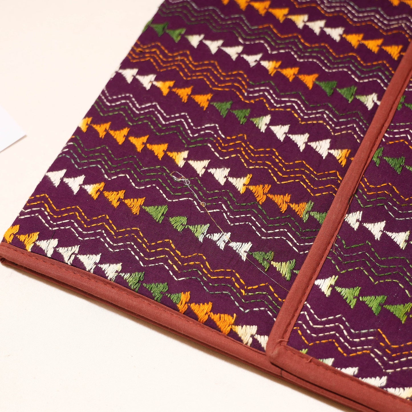 Purple Bengal Kantha Work Handcrafted File Folder