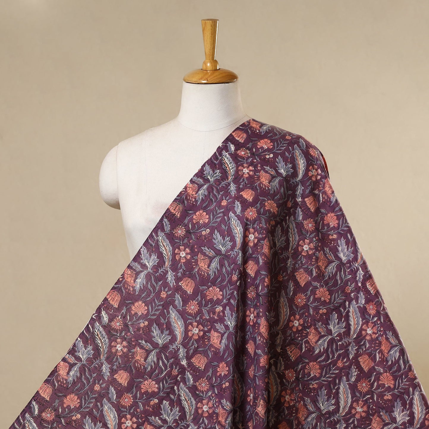 Purple - cotton sanganeri fabric 04 - handcrafted