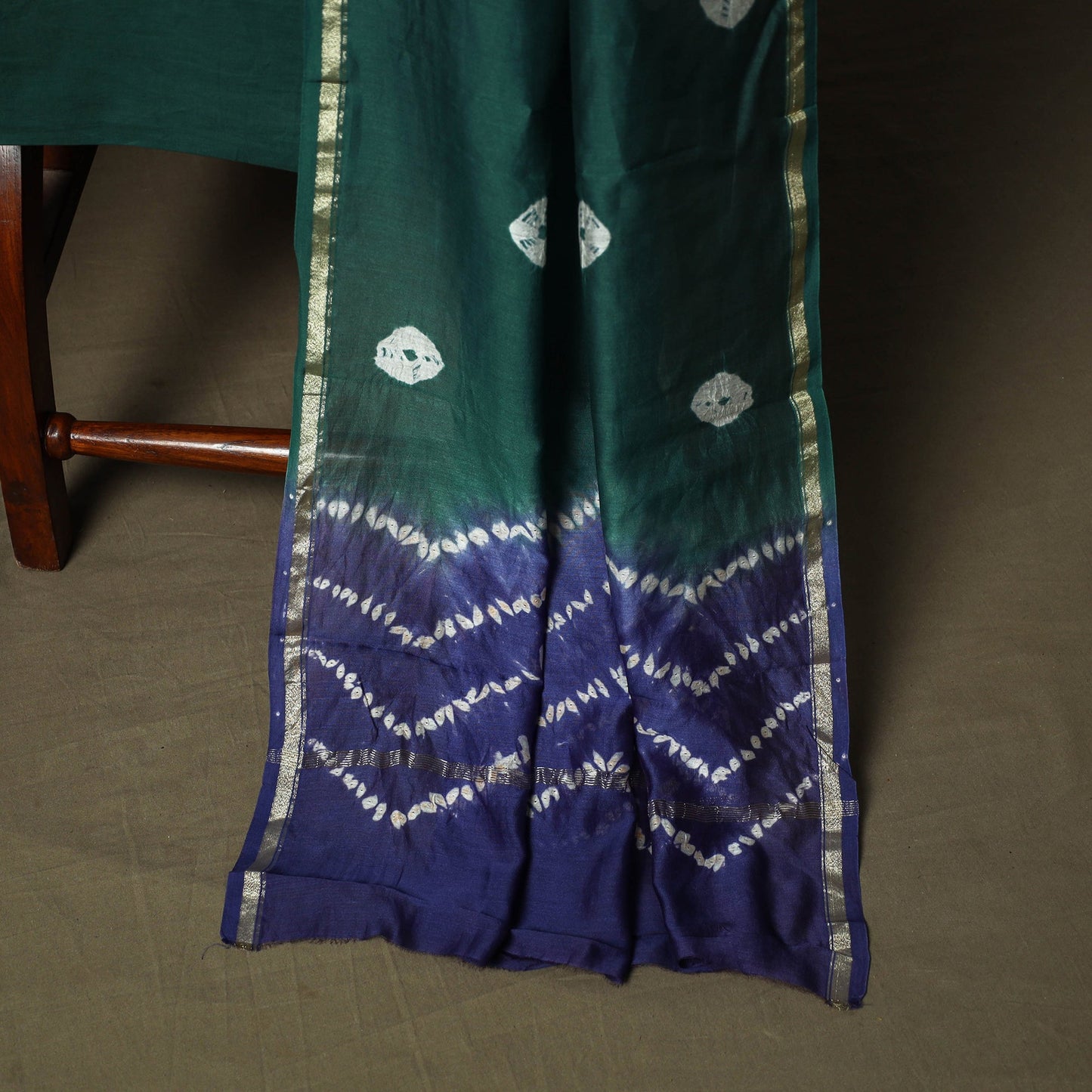 Chanderi silk shibori tie-dye 3pc unstitched dress material