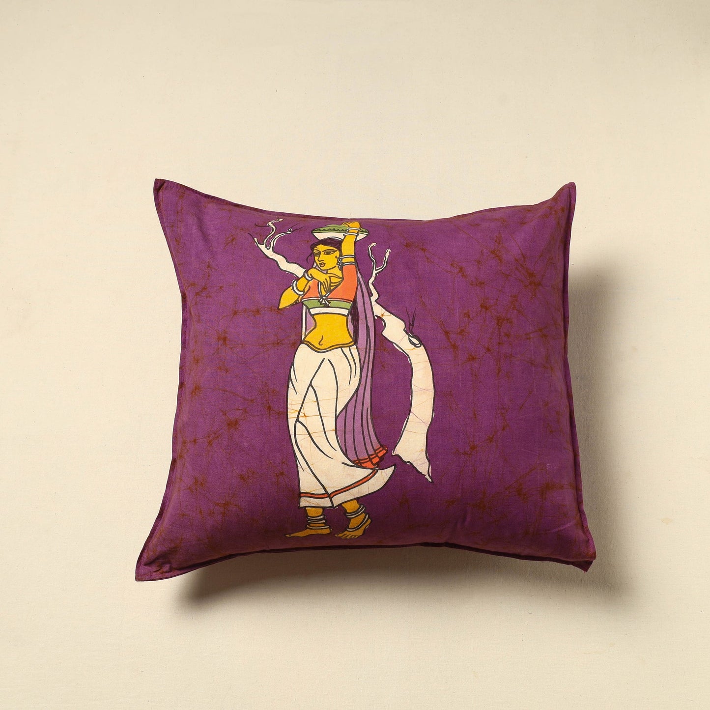 Purple Cotton Hand Batik Cushion Cover