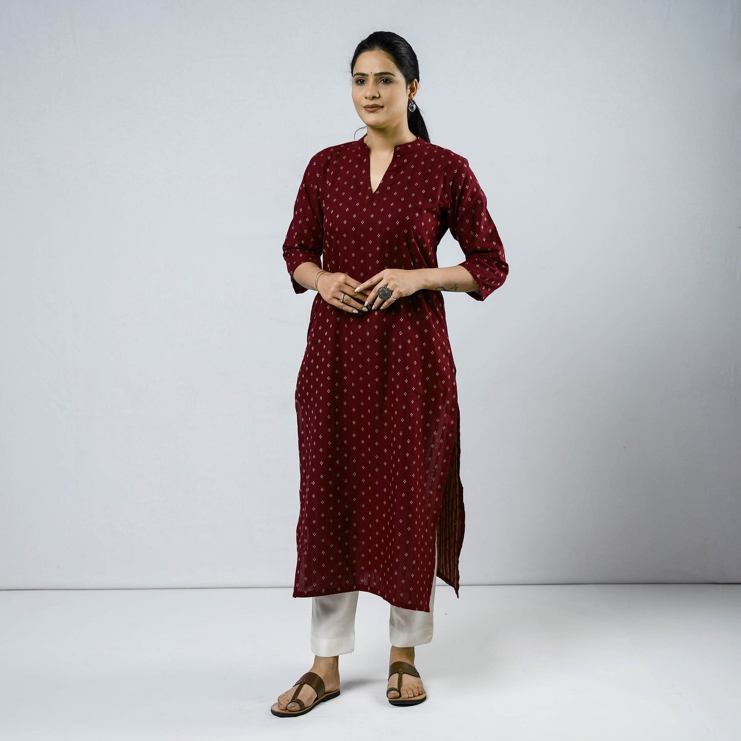 Buy Cotton Straight Jacquard Kurta for Women