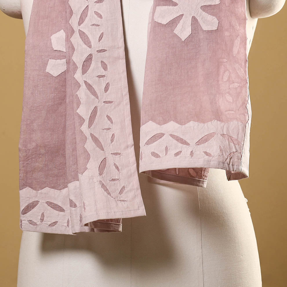 Cut Work Cotton Purple Barmer Applique Stole