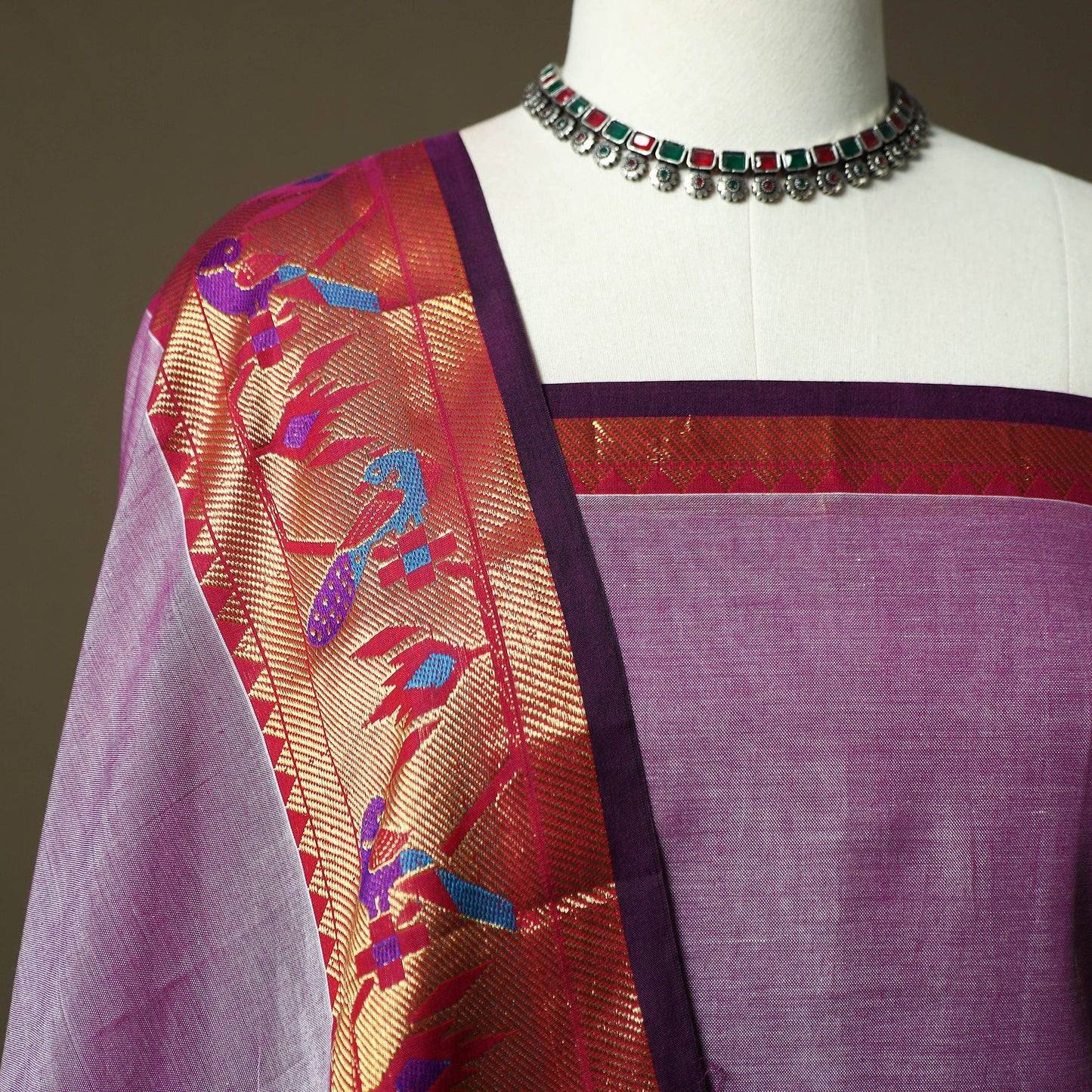 Dharwad cotton 3pc unstitched dress material with border