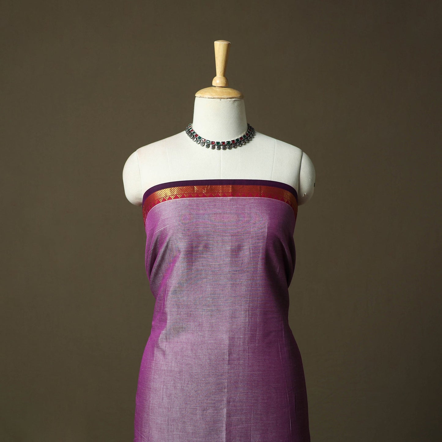 Dharwad cotton 3pc unstitched dress material with border